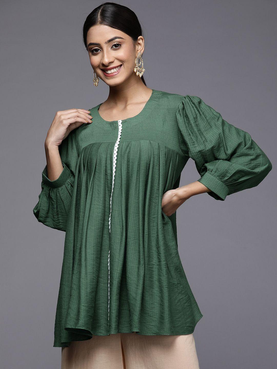 masstani by inddus green solid tunic