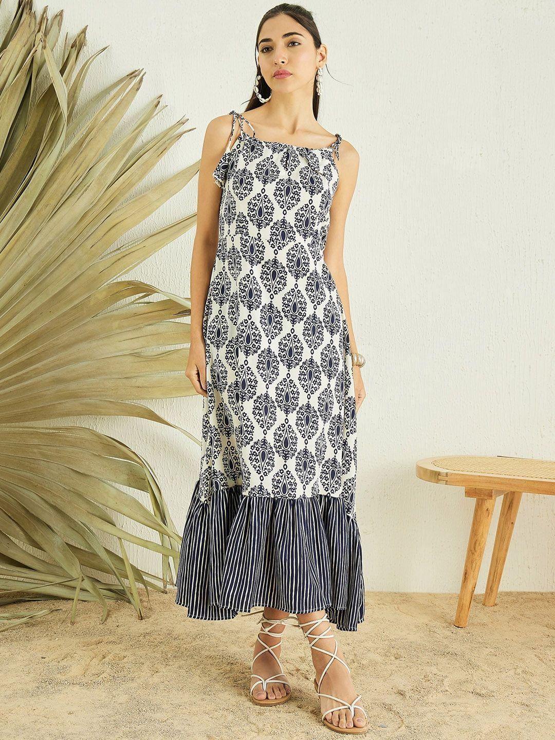 masstani by inddus printed cotton fit & flare ethnic dress