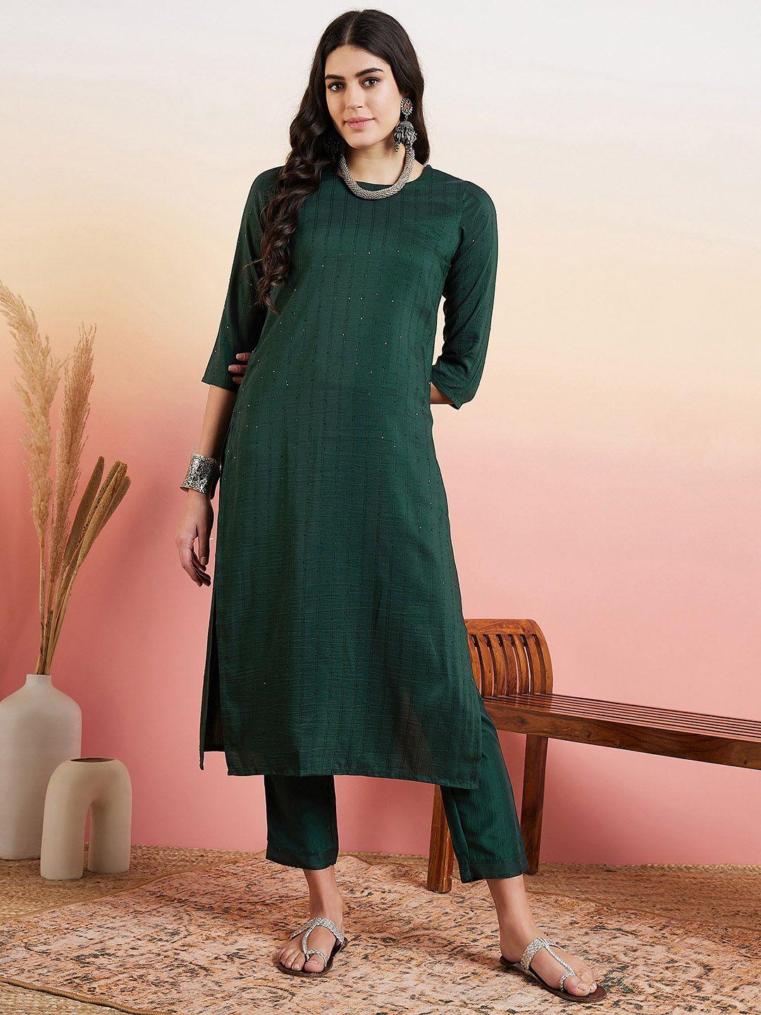 masstani by inddus regular sequinned straight kurta with trouser