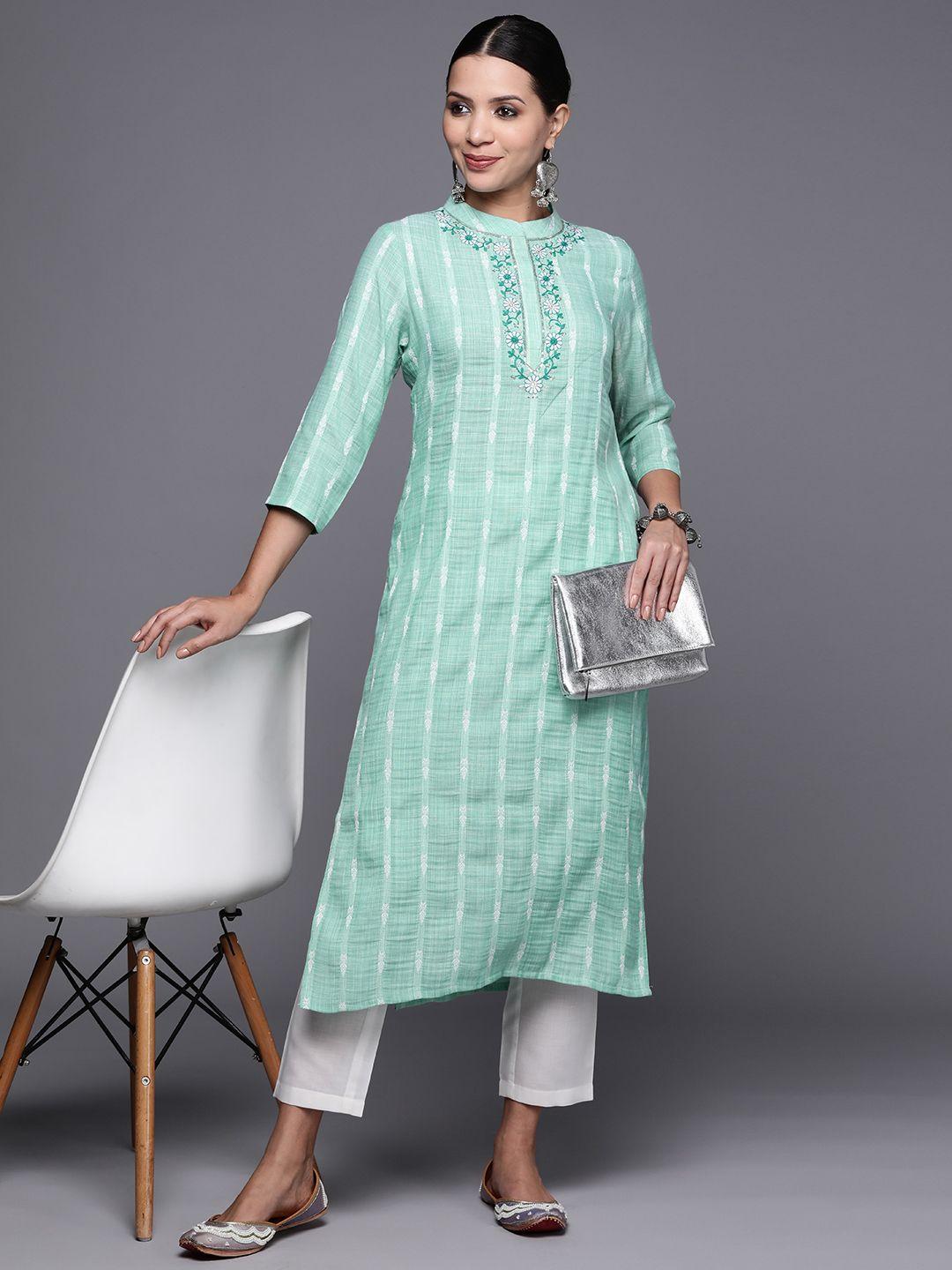 masstani by inddus women yoke design thread work kurta with trousers