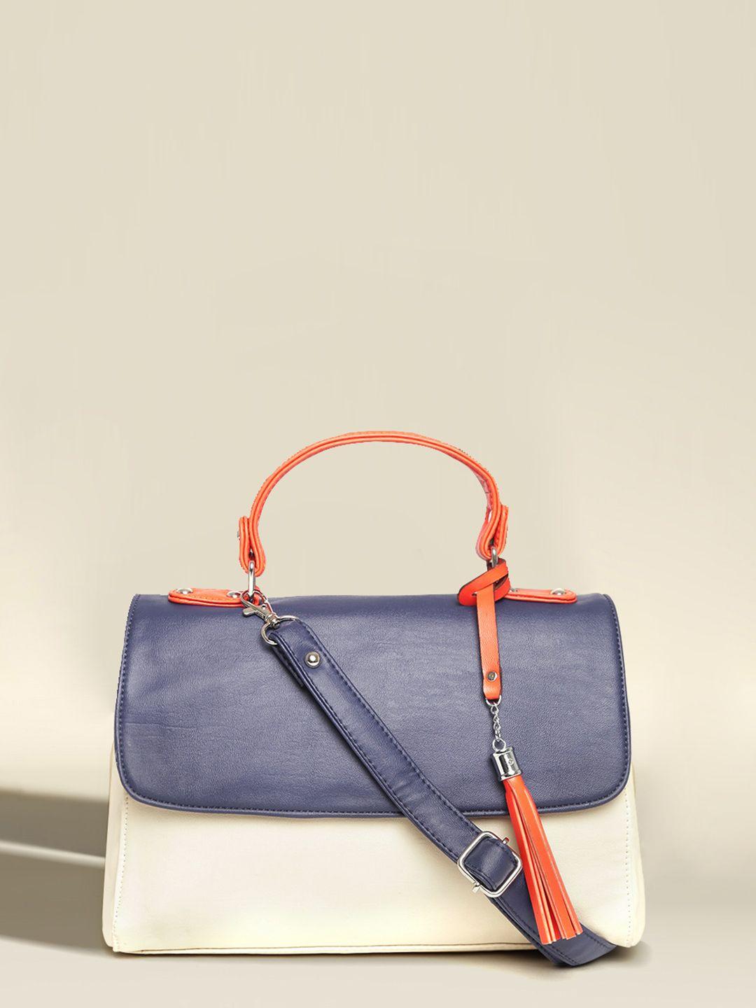 mast & harbour cream-coloured colourblocked satchel with sling strap
