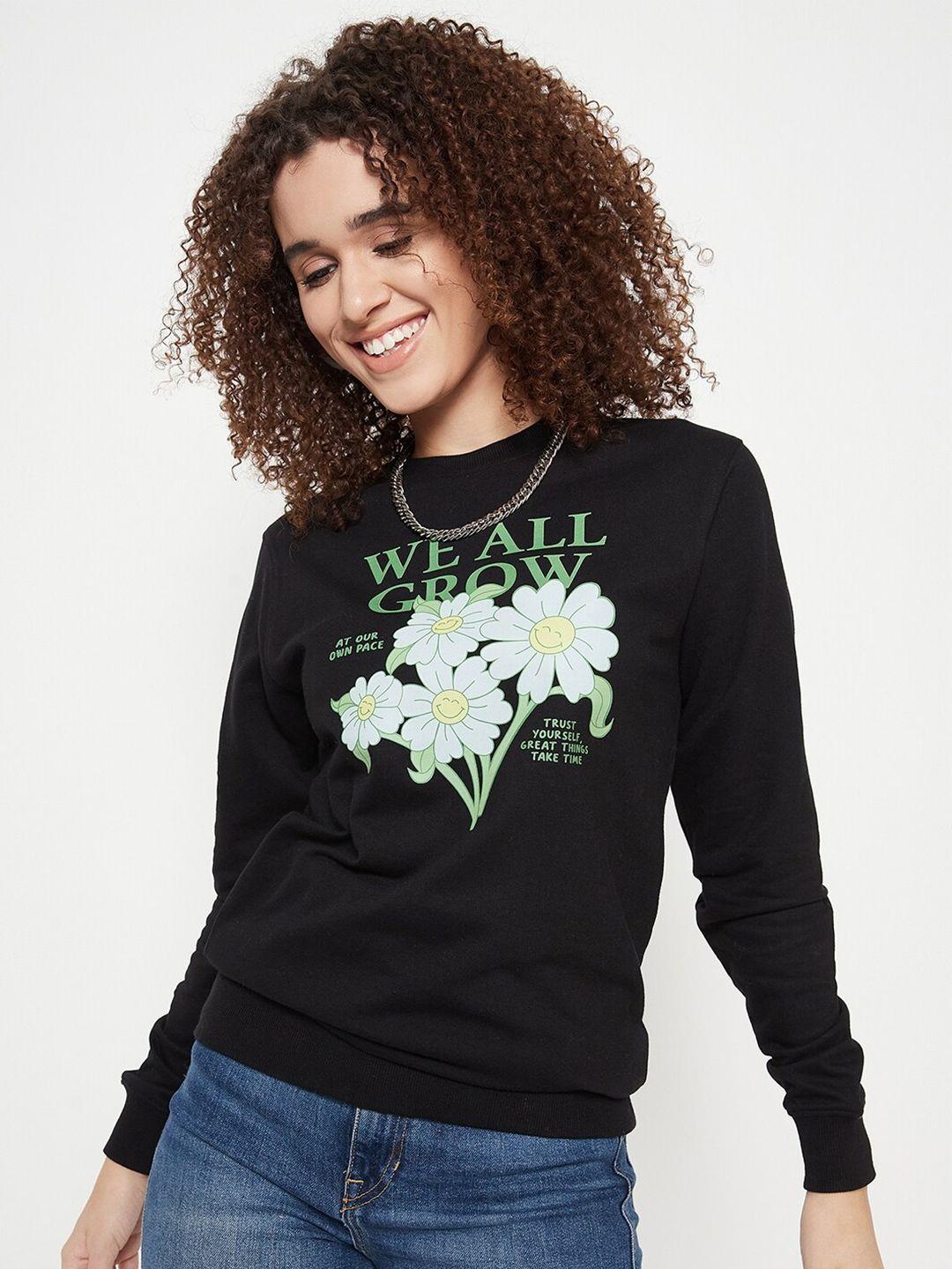 mast & harbour floral printed round neck cotton pullover sweatshirt