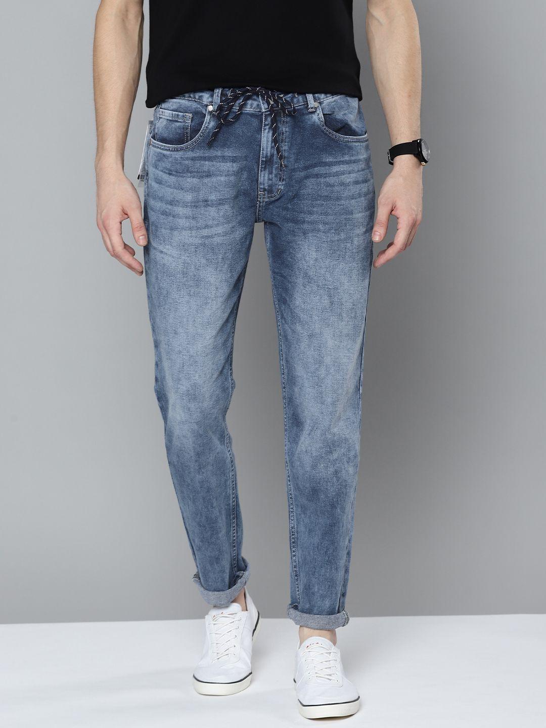 mast-&-harbour-men-blue-slim-tapered-fit-heavy-fade-stretchable-jeans