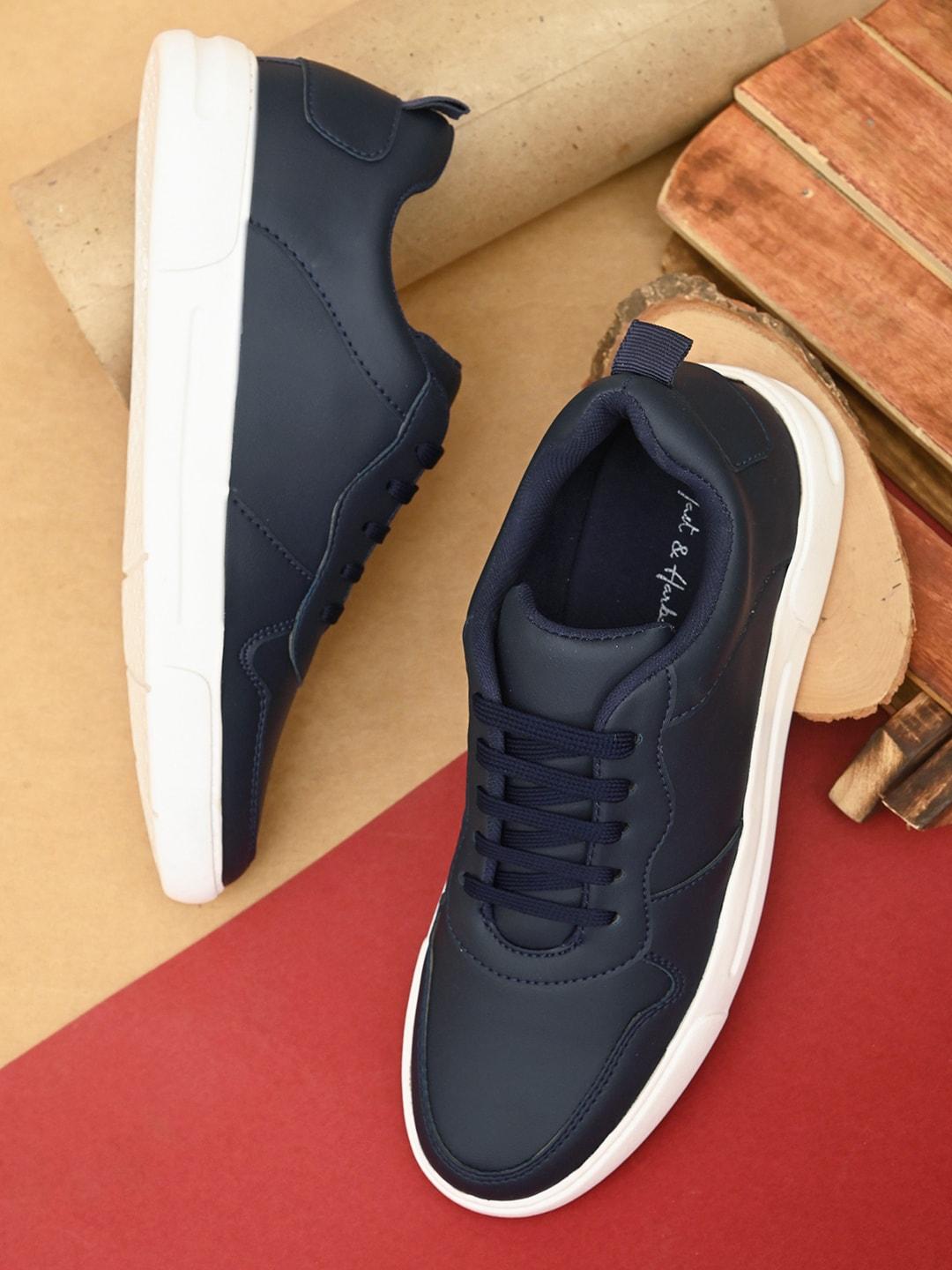 mast & harbour men blue synthetic leather lace-up sneakers
