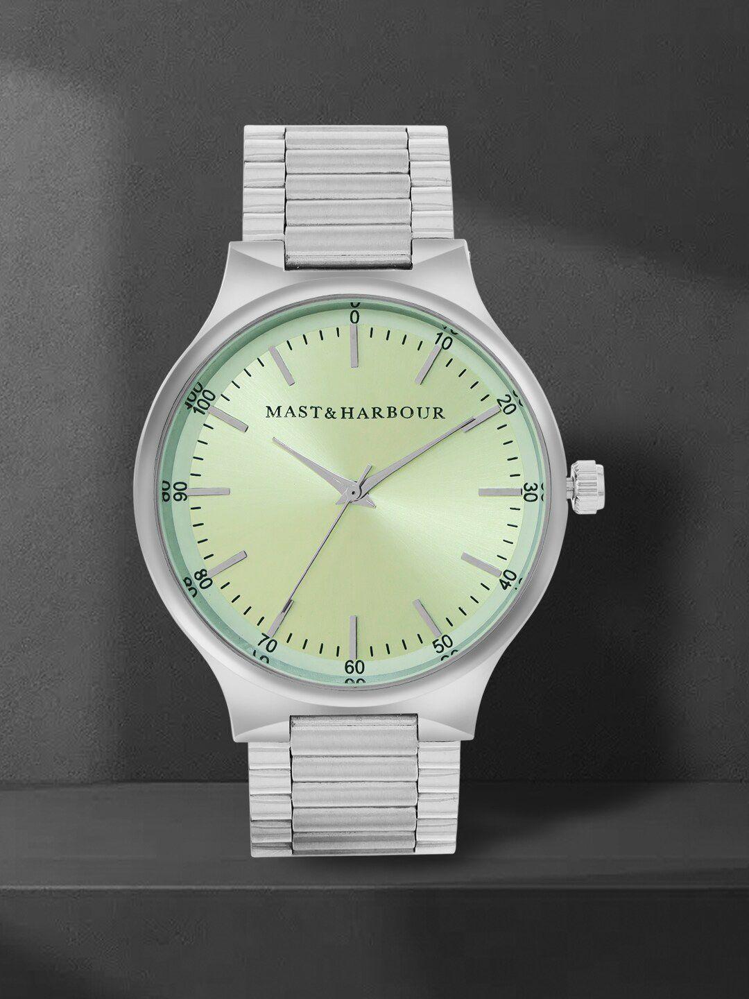 mast & harbour men green & silver toned round analogue watch mh_ss23_2a