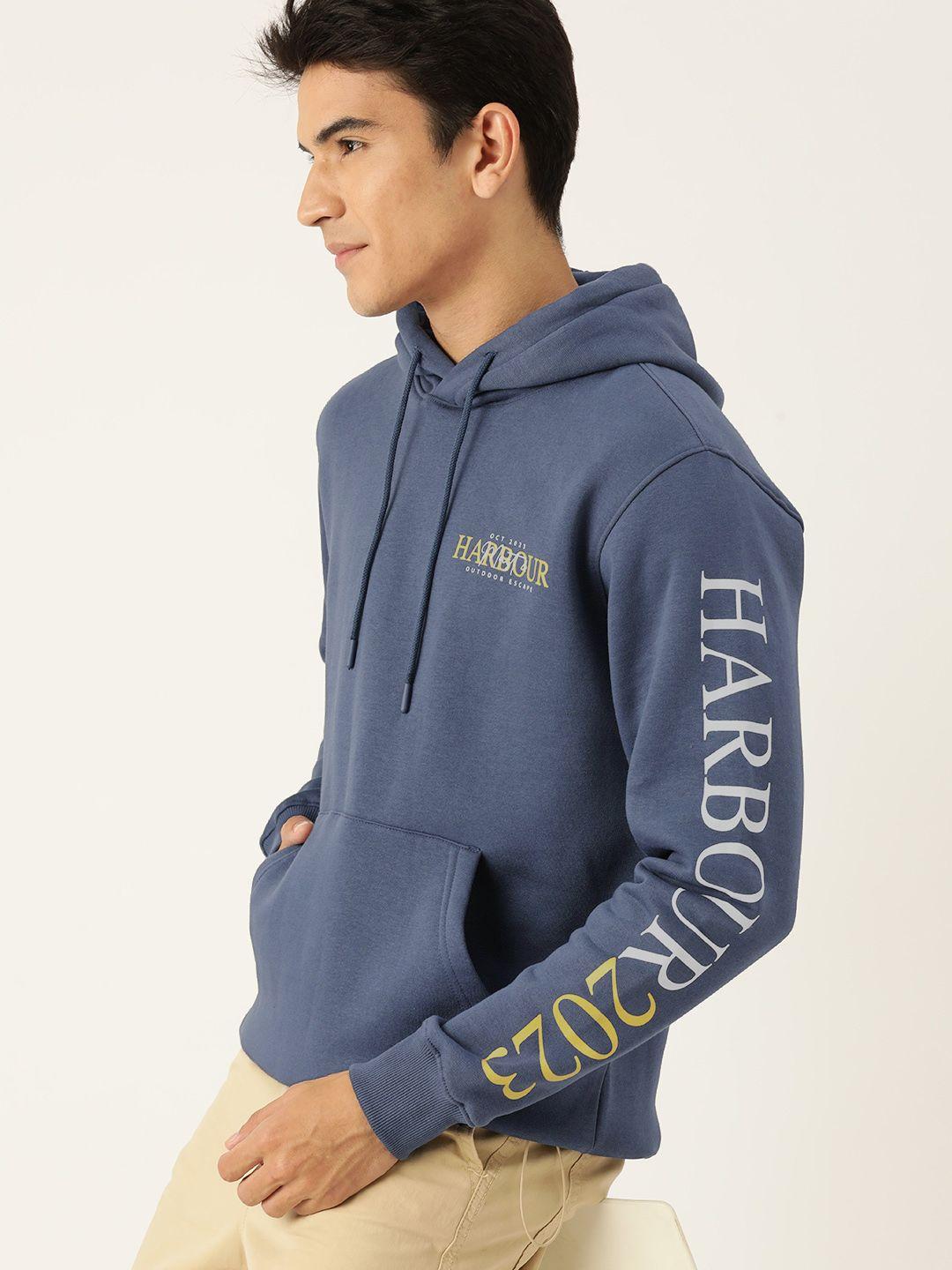 mast & harbour men printed detail hooded sweatshirt