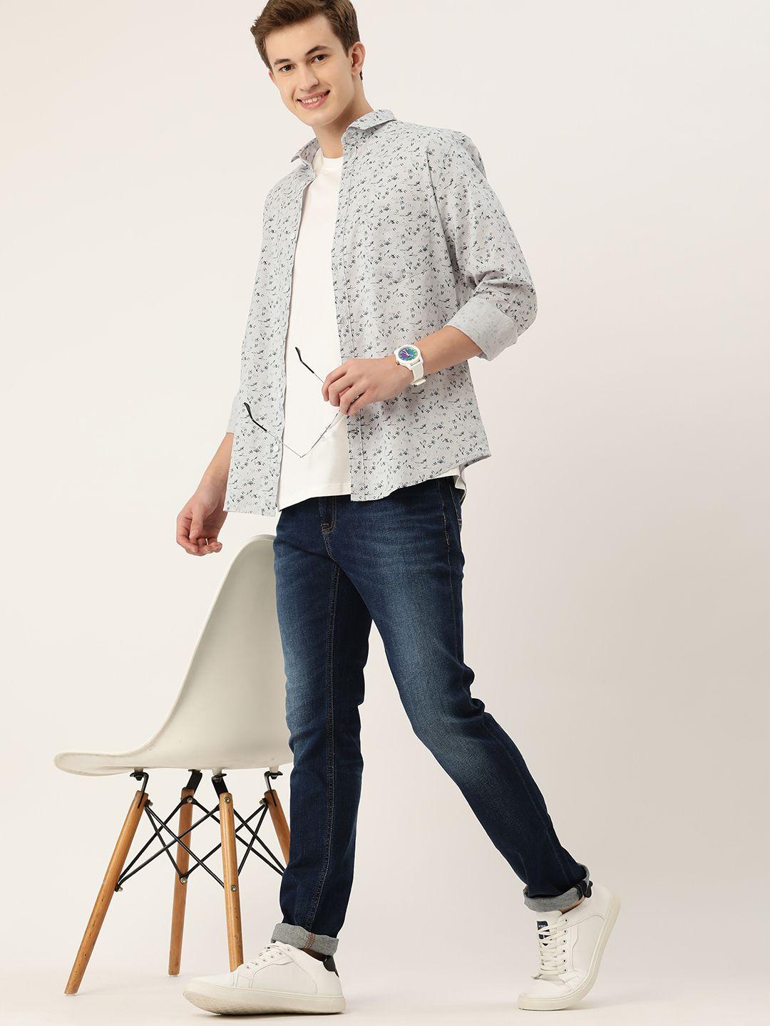 mast & harbour men standard slim fit floral printed pure cotton casual shirt