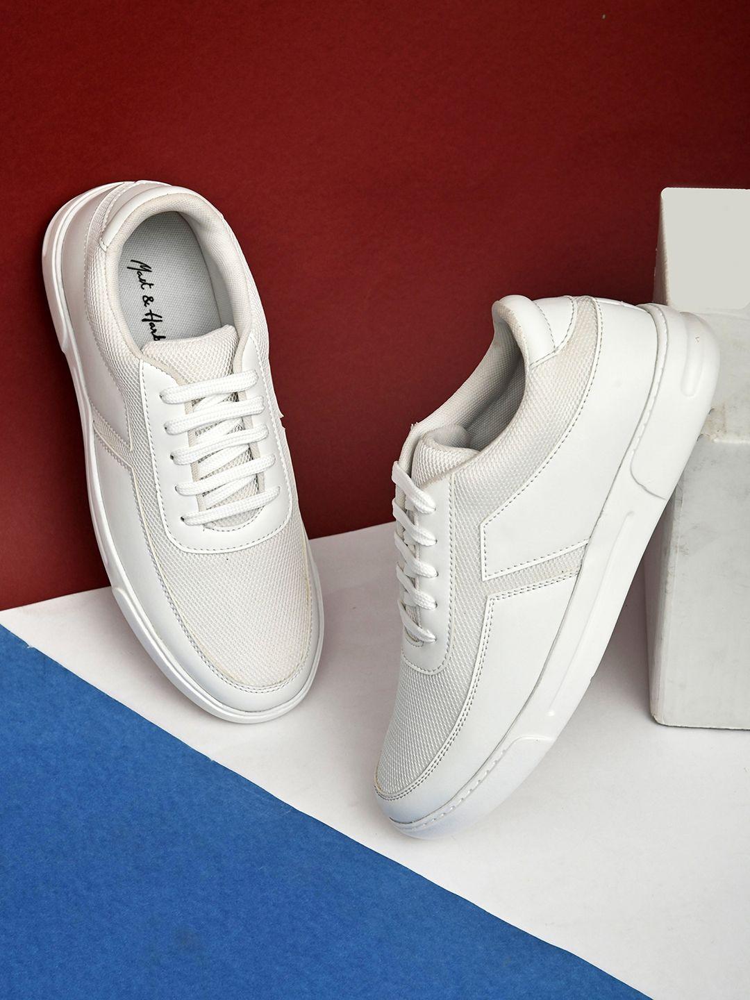 mast & harbour men white solid sneakers