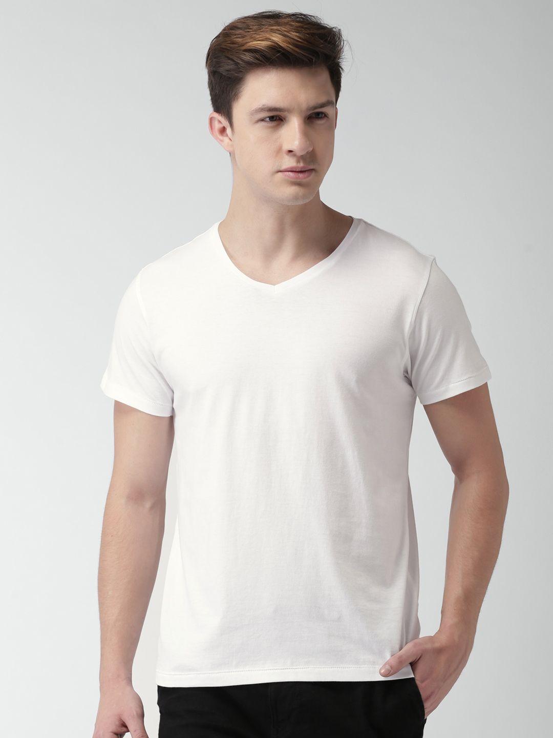 mast & harbour men white solid v-neck t-shirt