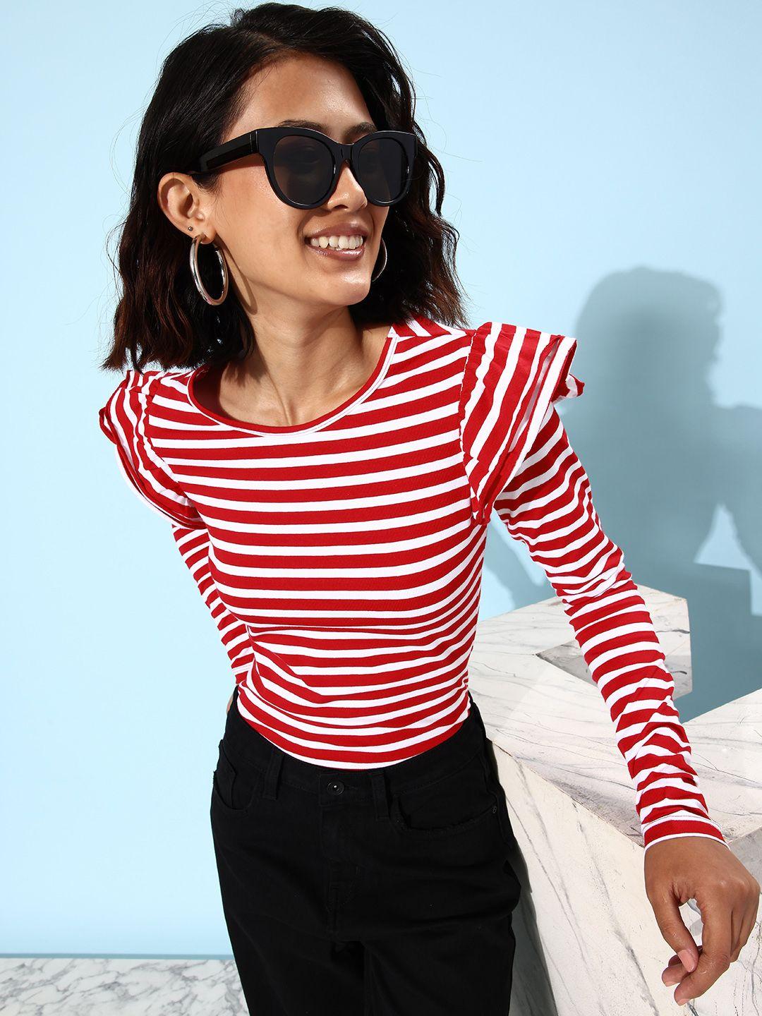 mast & harbour striped long sleeves casual top