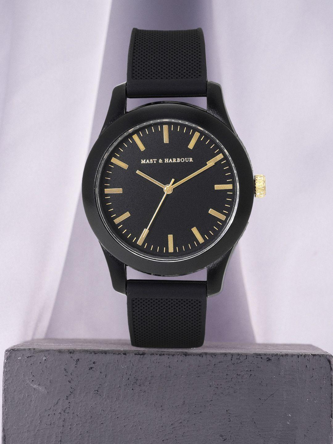 mast & harbour unisex black analogue watch mfb-pn-sm-32-913