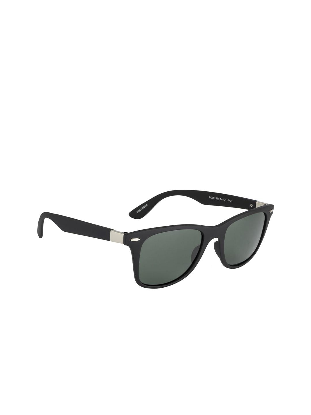mast & harbour unisex green lens & black wayfarer sunglasses with polarised and uv protected lens