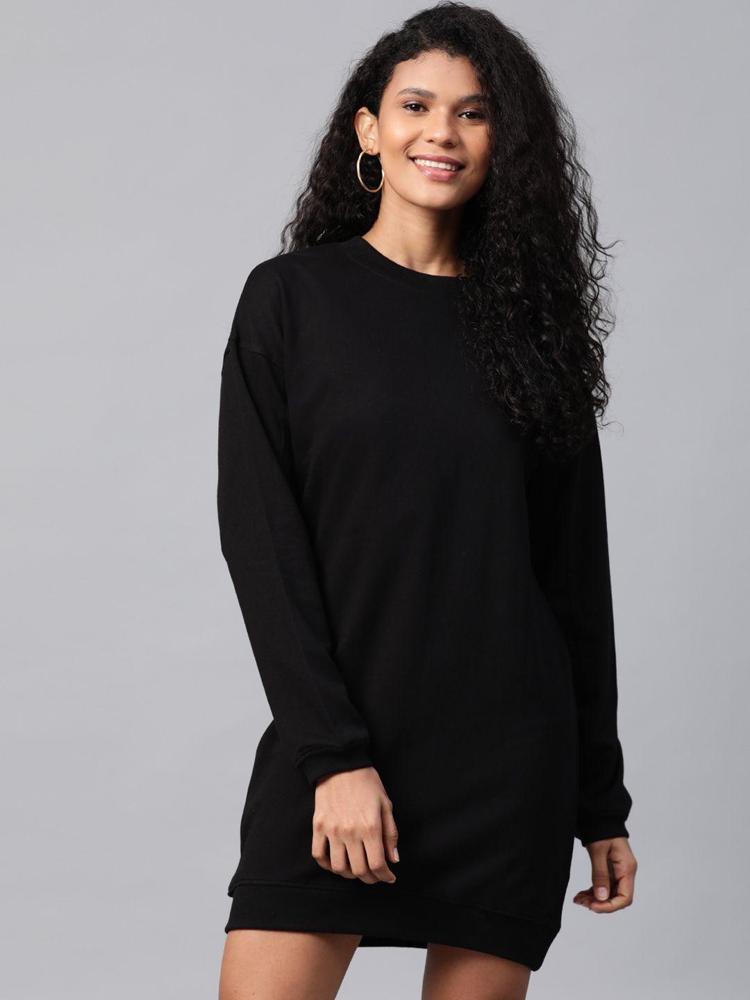mast & harbour women black solid t-shirt dress