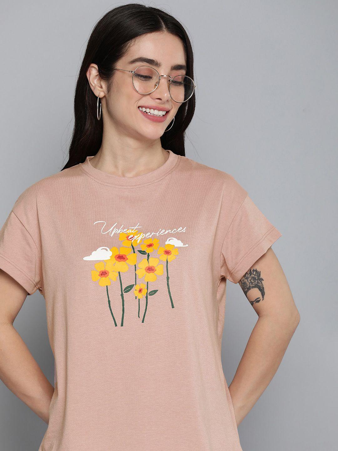mast & harbour women floral printed drop-shoulder t-shirt