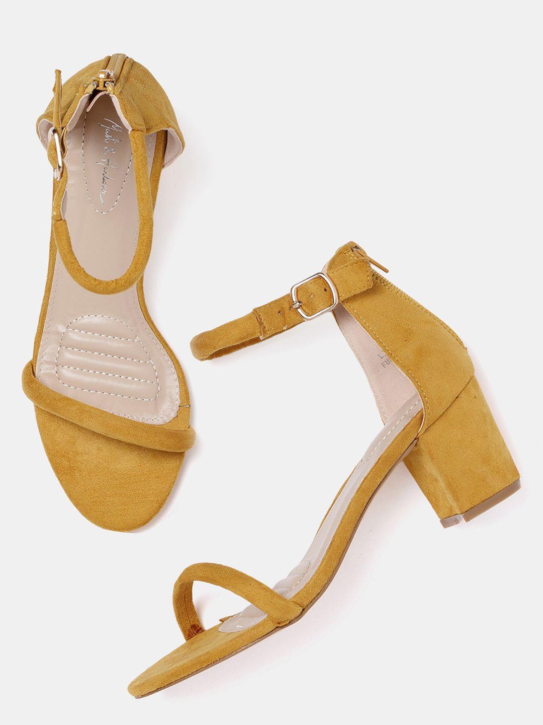mast & harbour women mustard yellow block heels