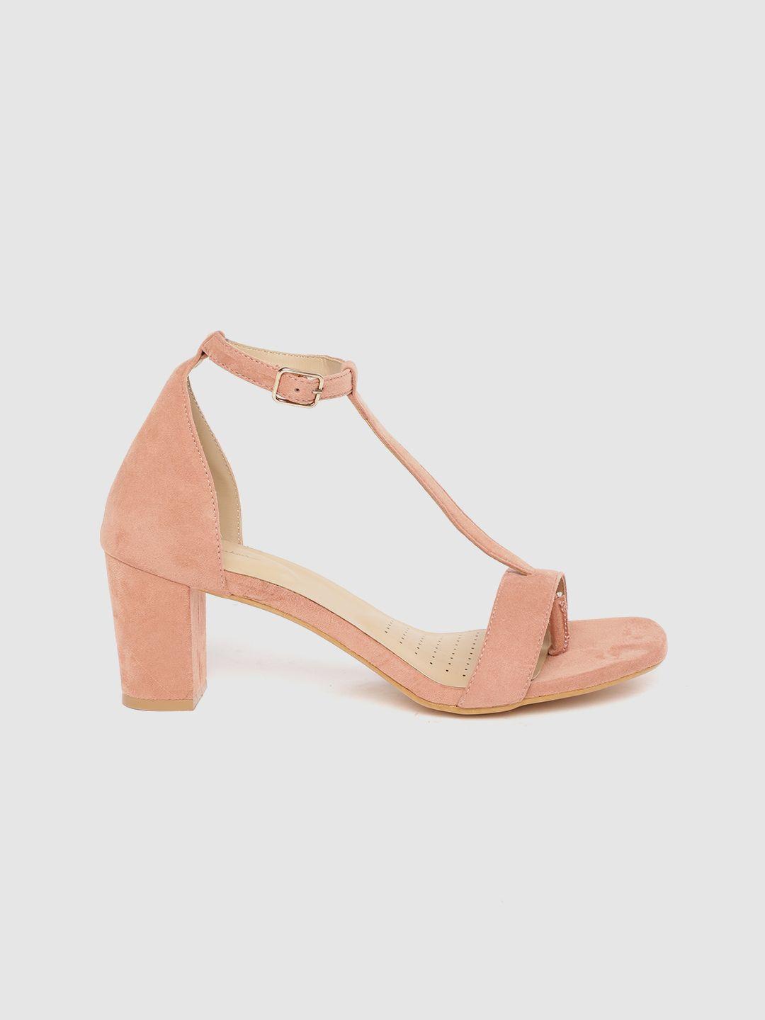 mast & harbour women pink solid open toe heels