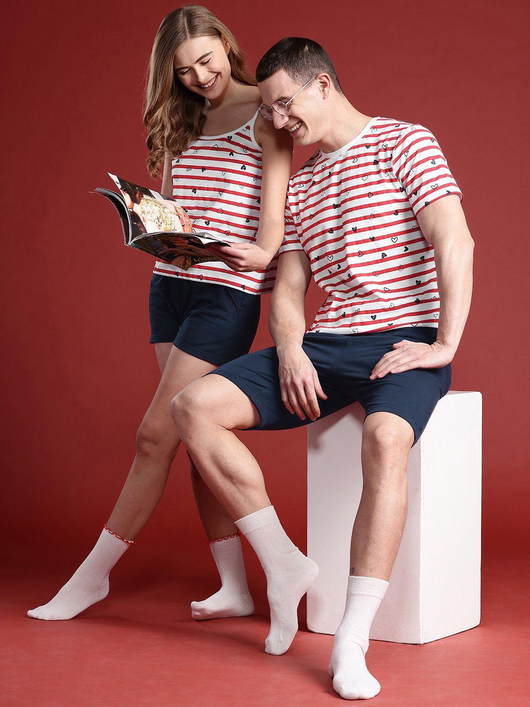 mast & harbour women striped printed shorts set