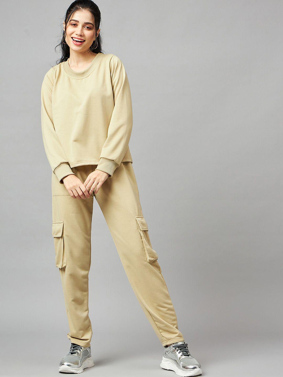 mast & harbour beige pure cotton sweatshirt with trouser