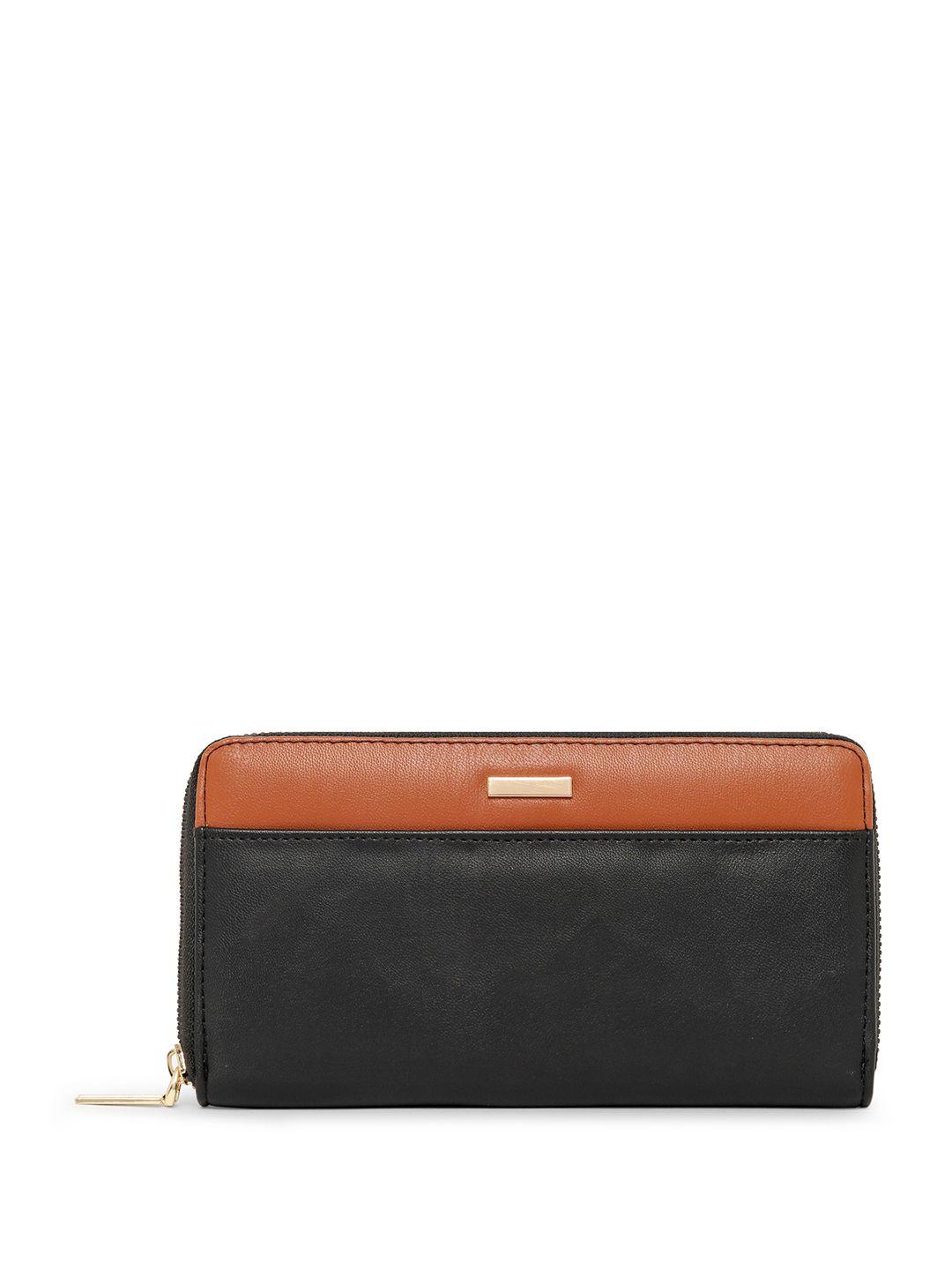 mast & harbour black & brown colourblocked zip around wallet