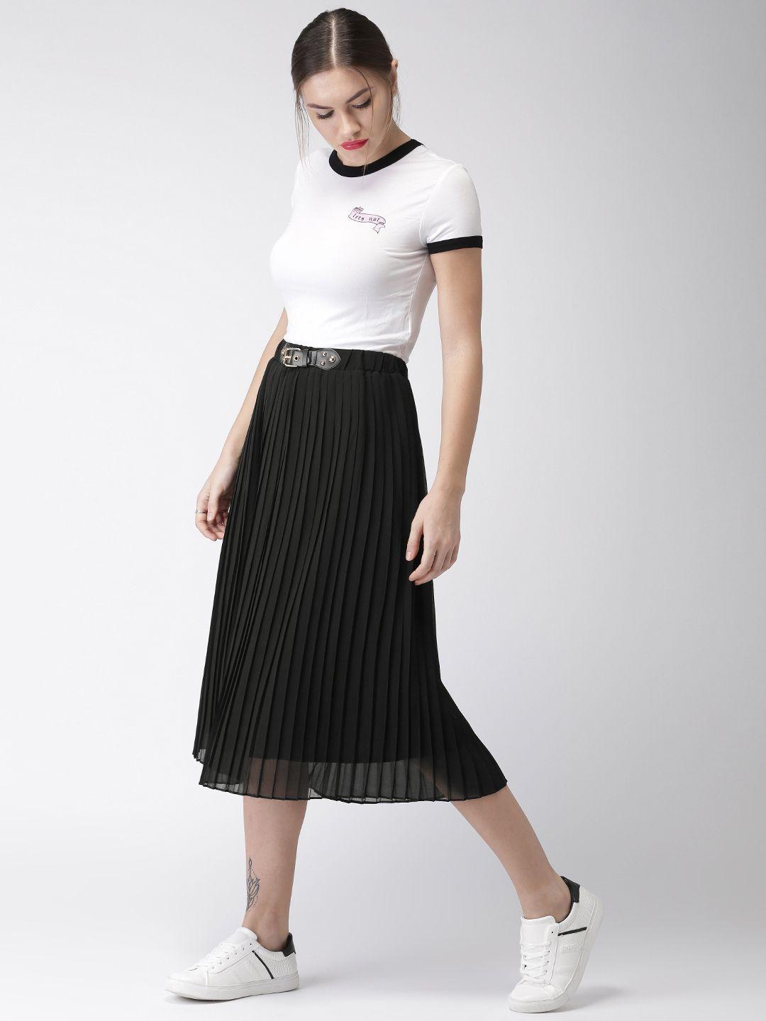 mast & harbour black pleated a-line skirt