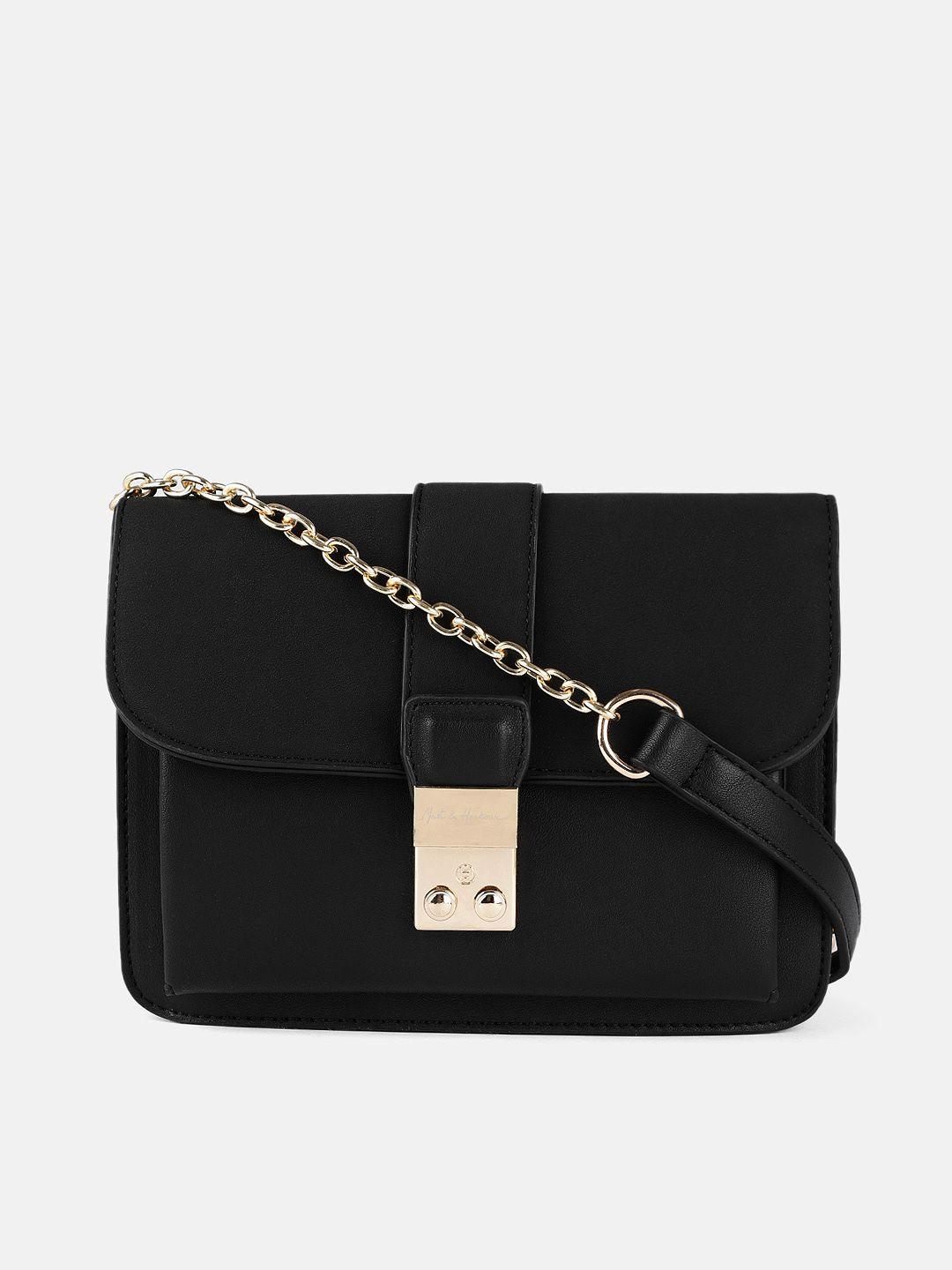 mast & harbour black solid sling bag