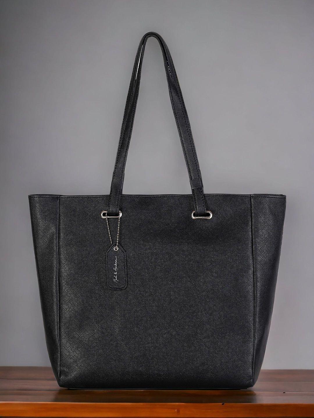 mast & harbour black textured structured shoulder bag