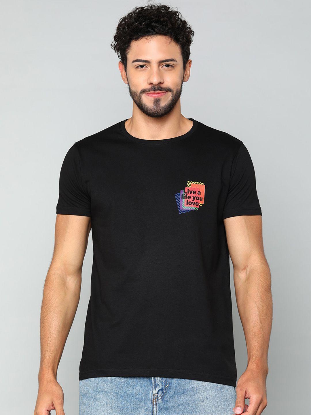 mast & harbour black typography printed pure cotton t-shirt