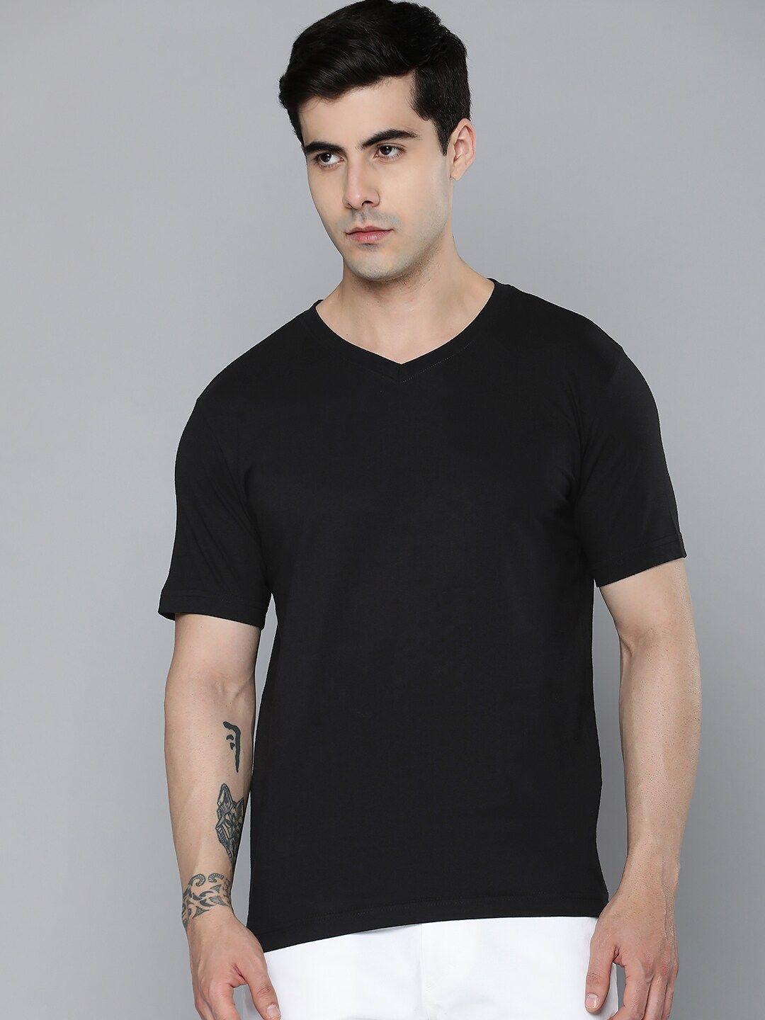 mast & harbour black v-neck cotton t-shirt