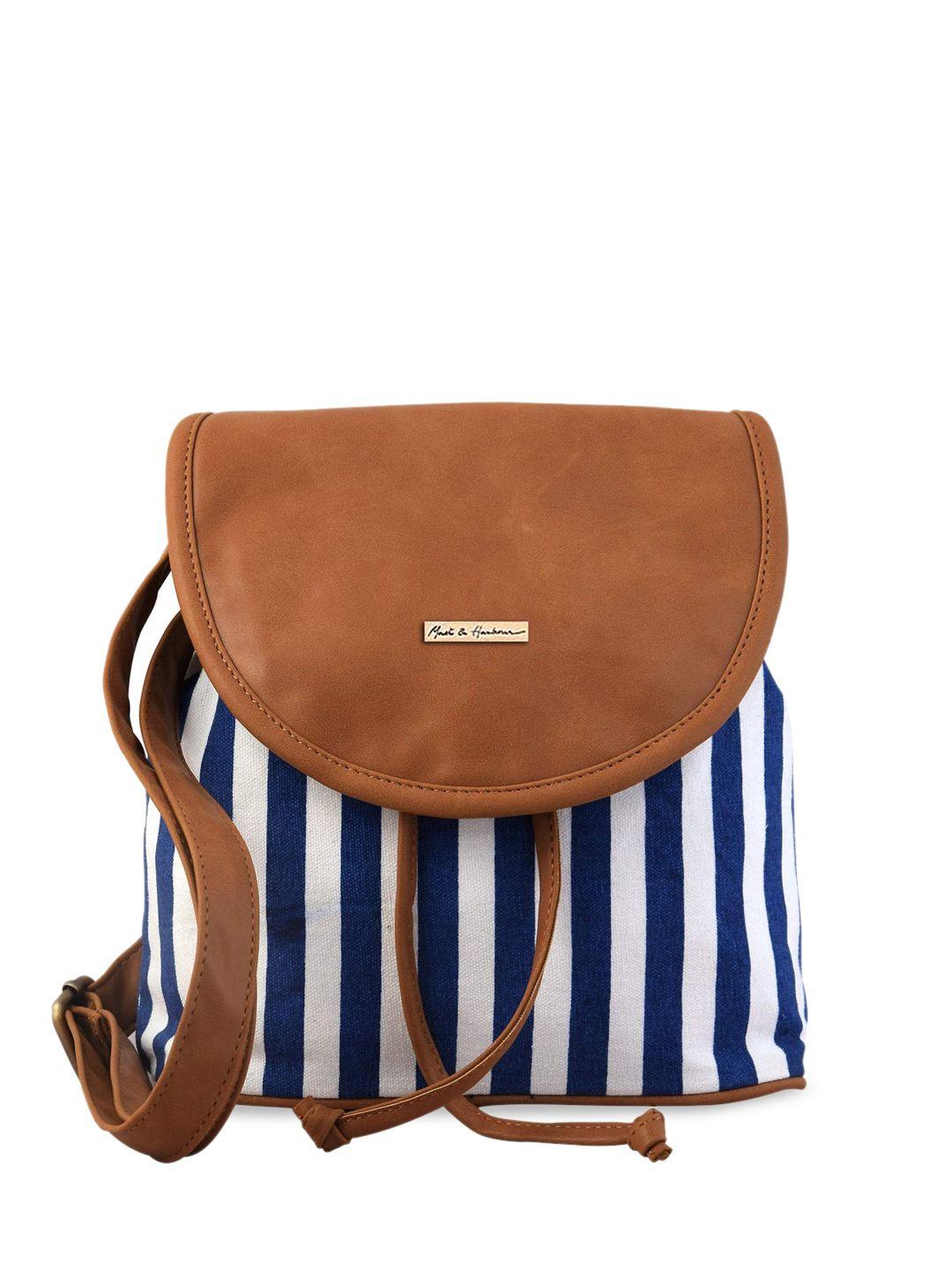 mast & harbour blue & white striped ergonomic bag