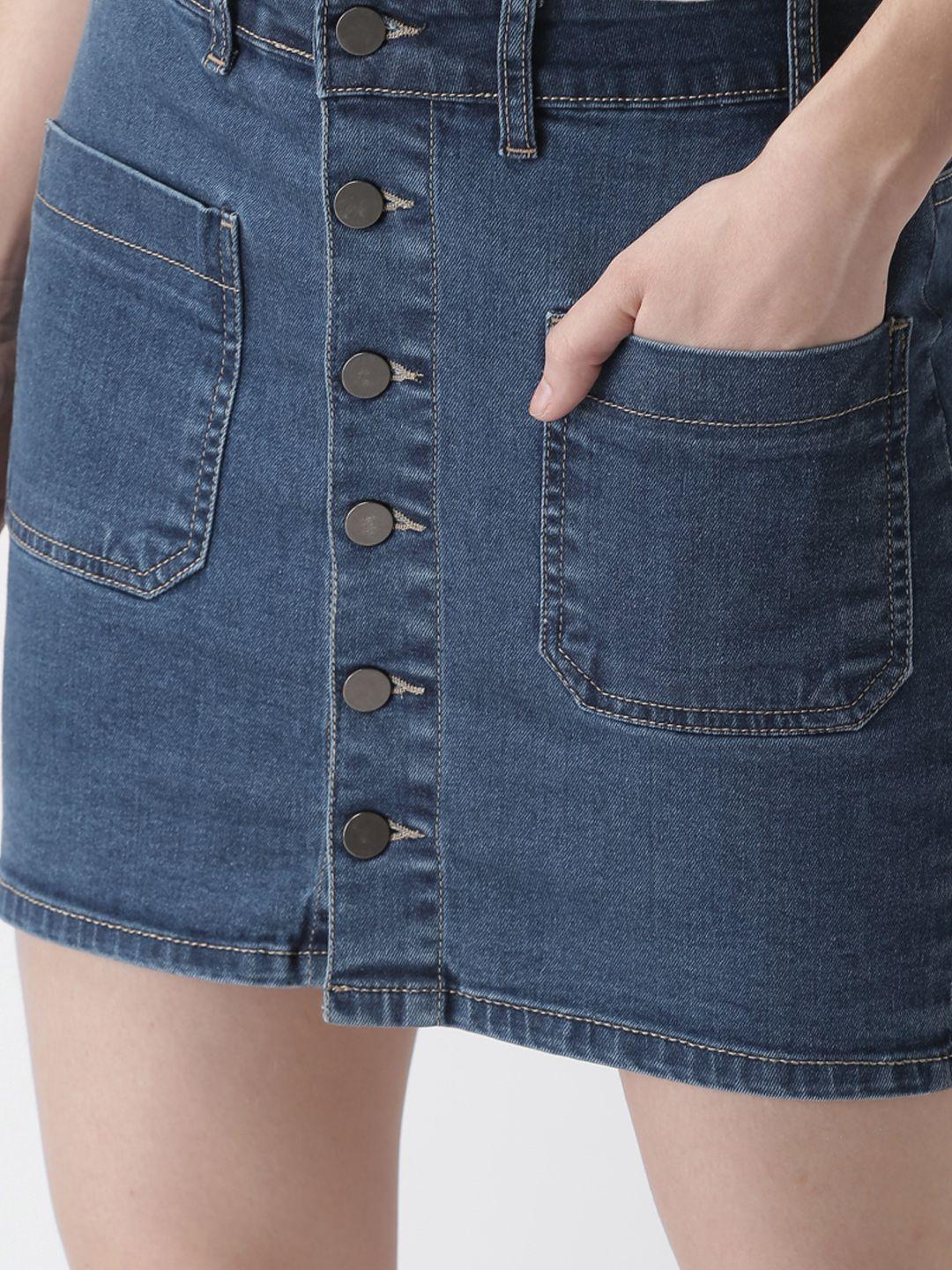 mast & harbour blue denim skirt