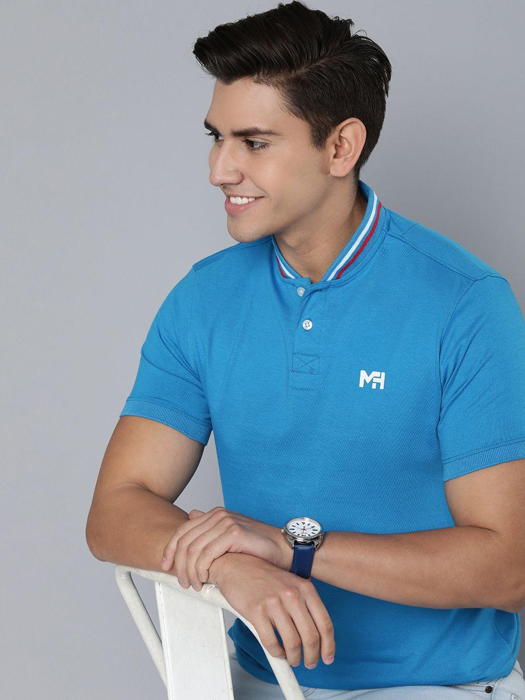 mast & harbour brand logo stand collar applique t-shirt