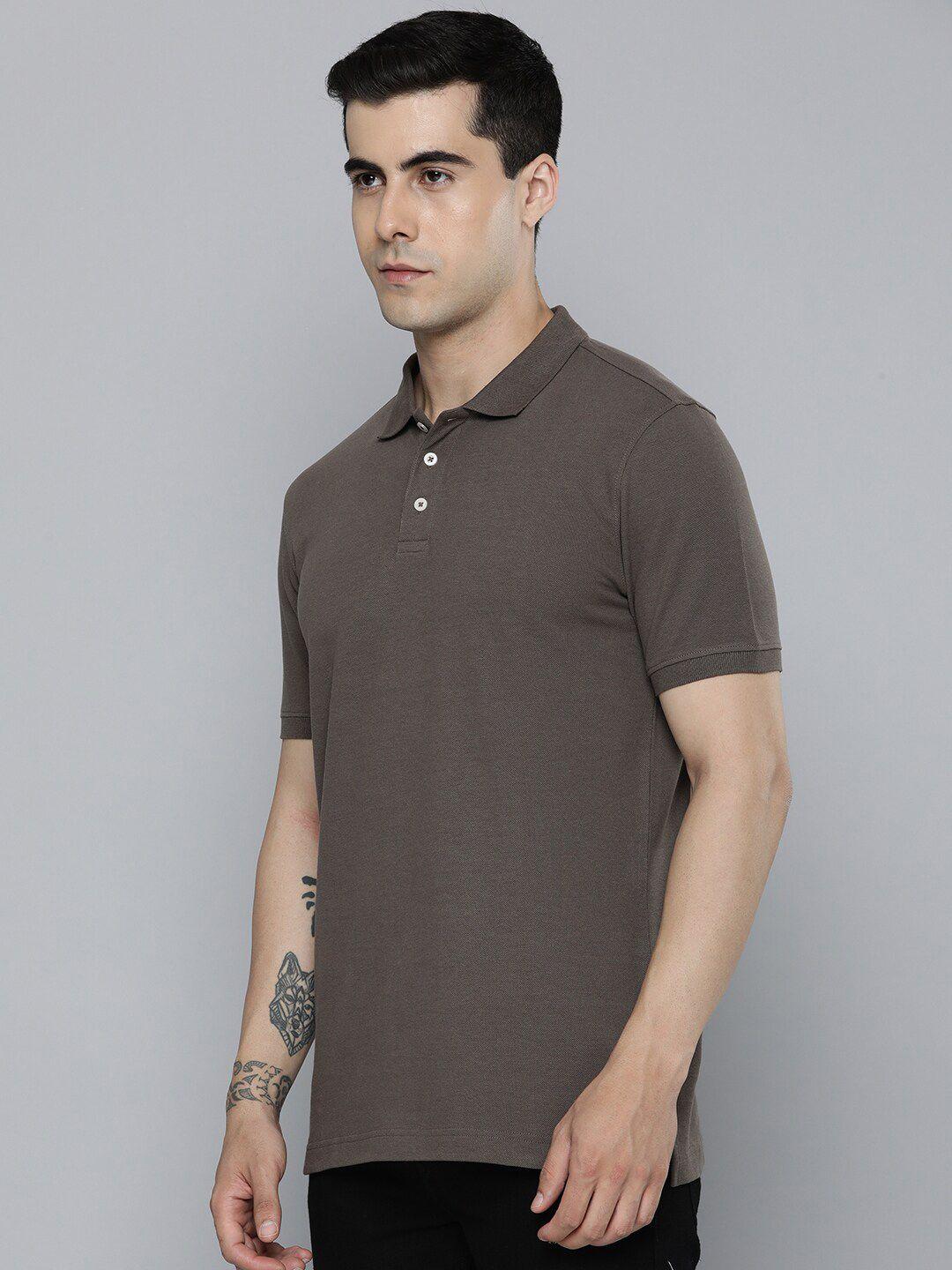 mast & harbour brown polo collar cotton regular t-shirt