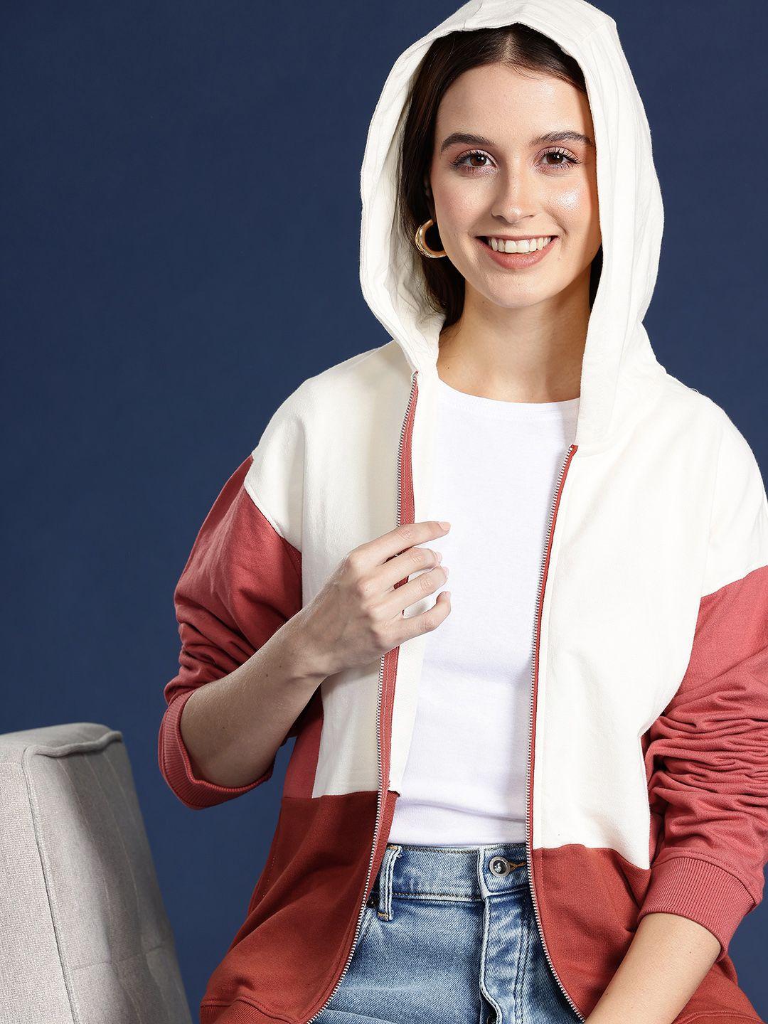 mast & harbour colourblocked drop-shoulder sleeves hooded sweatshirt