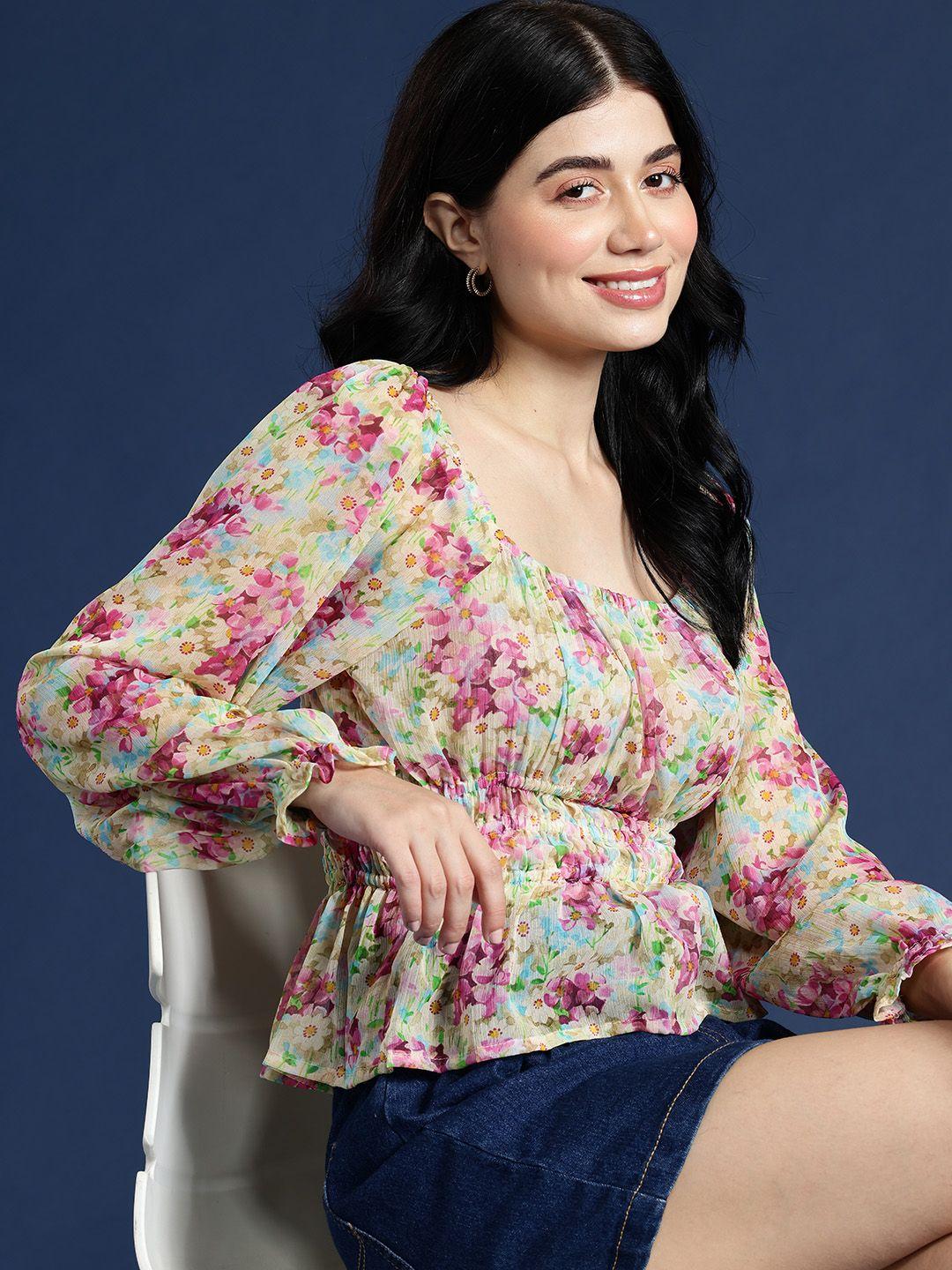 mast & harbour floral print empire top