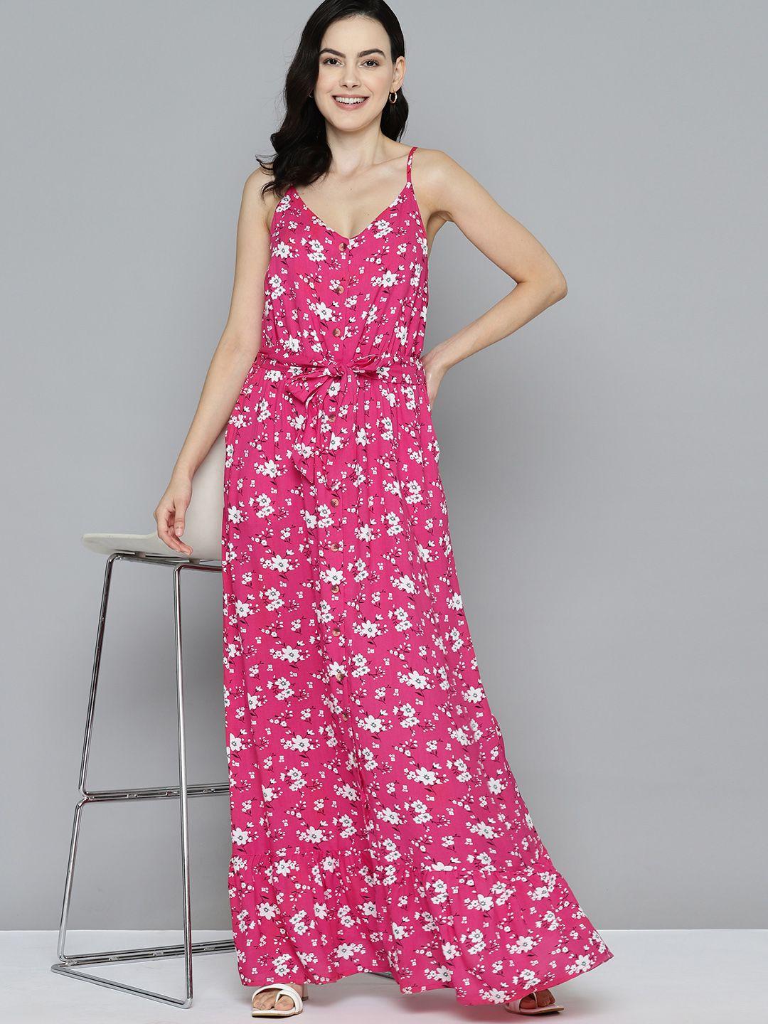 mast & harbour floral print maxi dress with belt