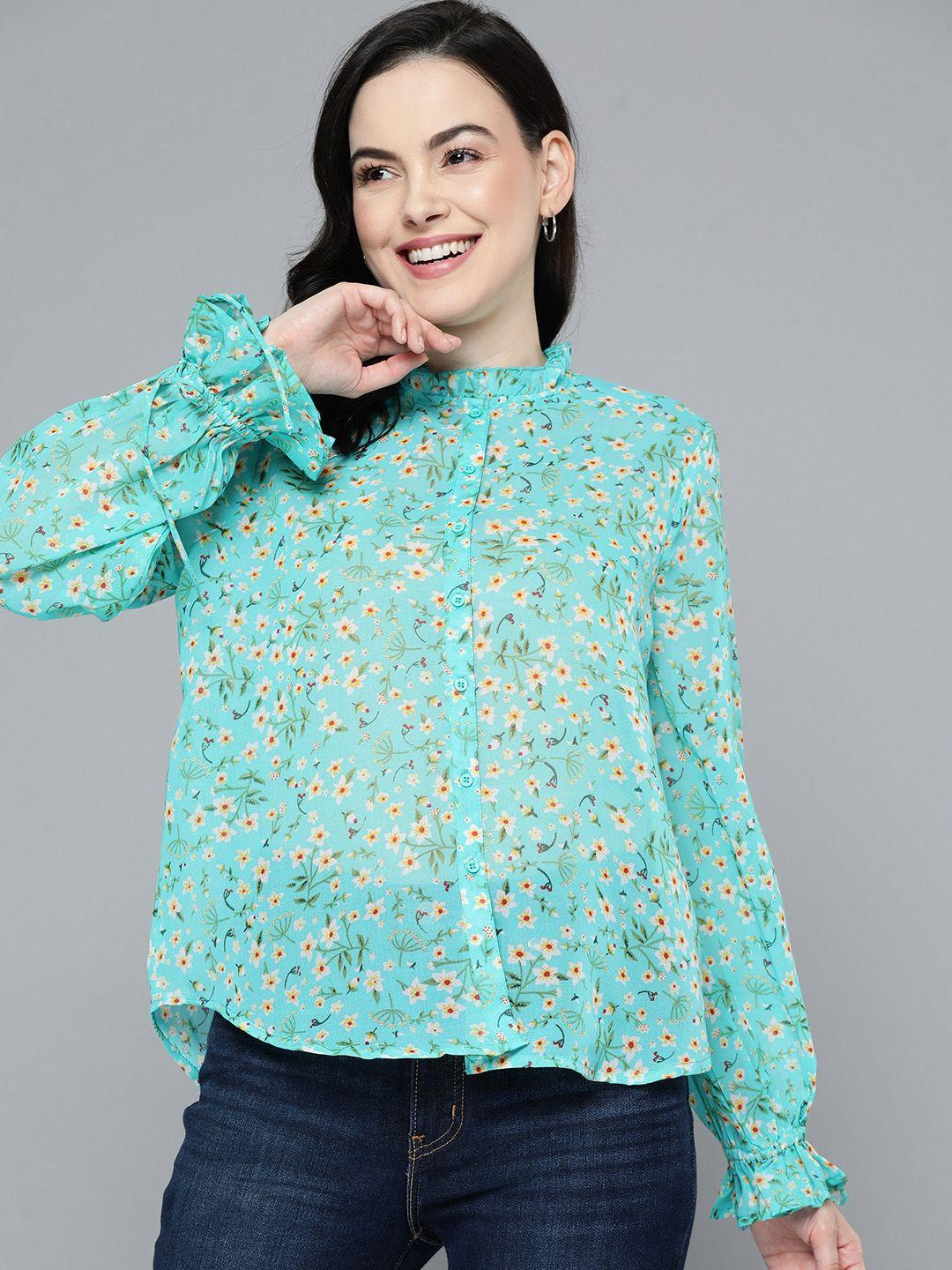 mast & harbour floral print shirt style top