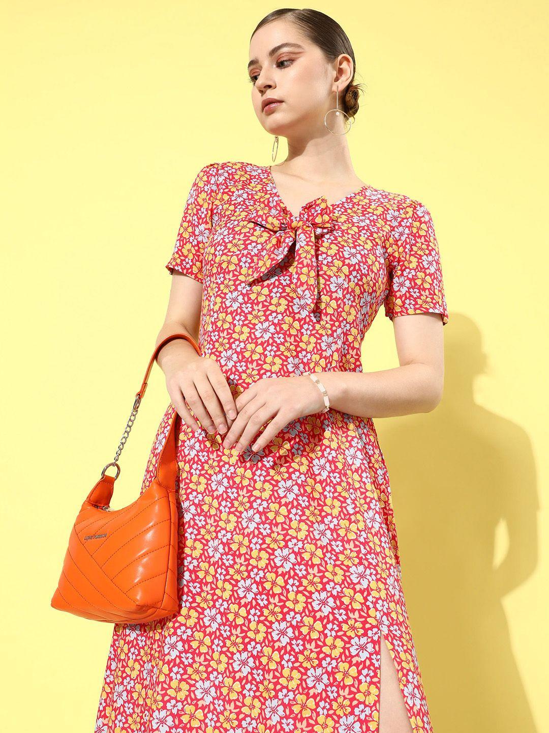 mast & harbour floral printed a-line midi dress