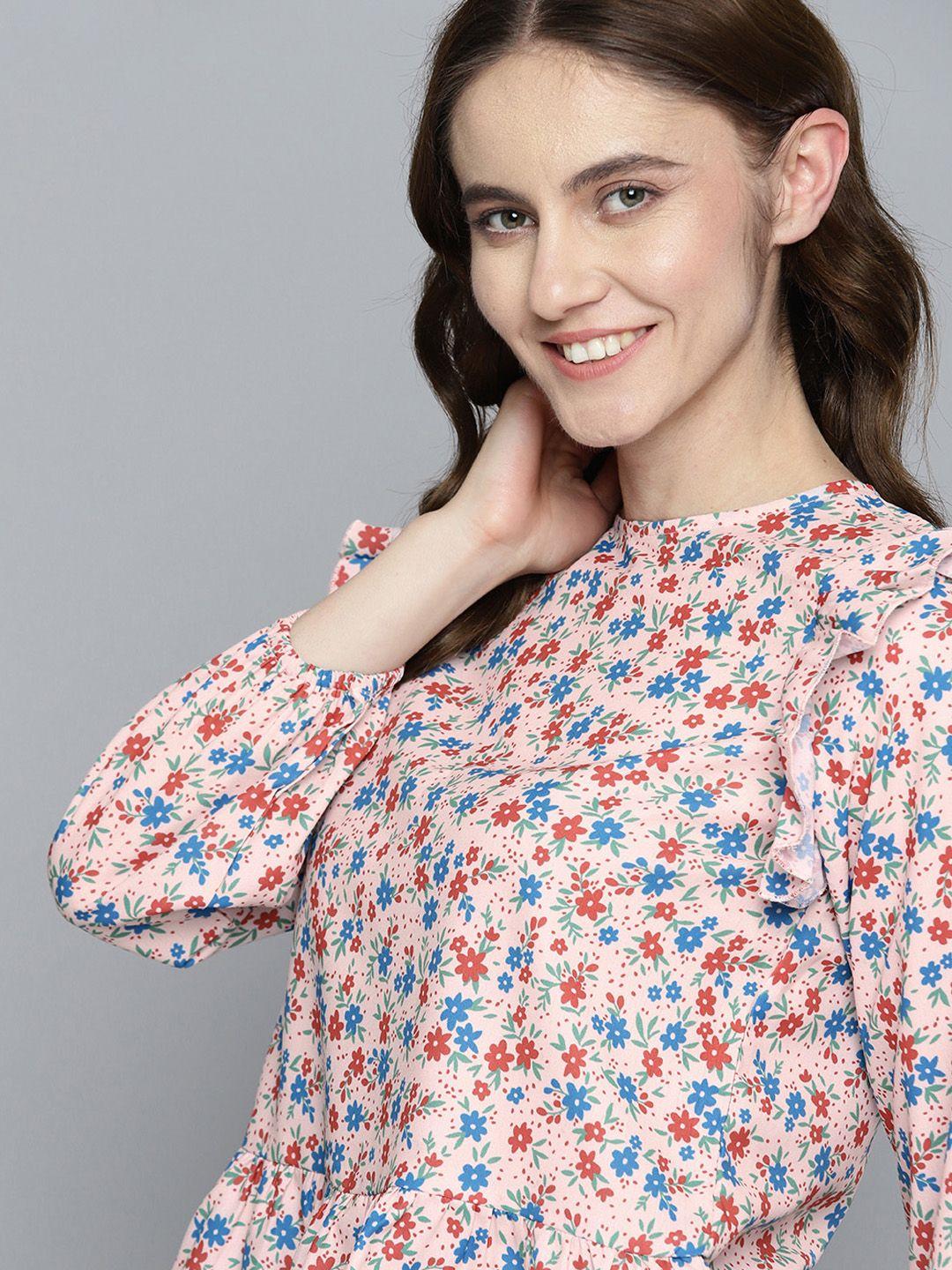 mast & harbour floral printed ruffles top