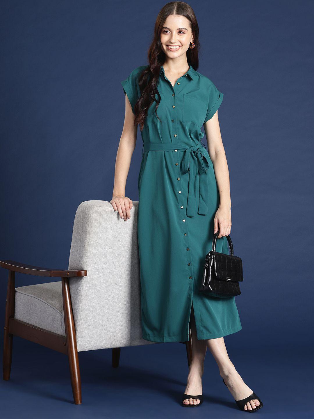 mast & harbour formal shirt midi dress with belt