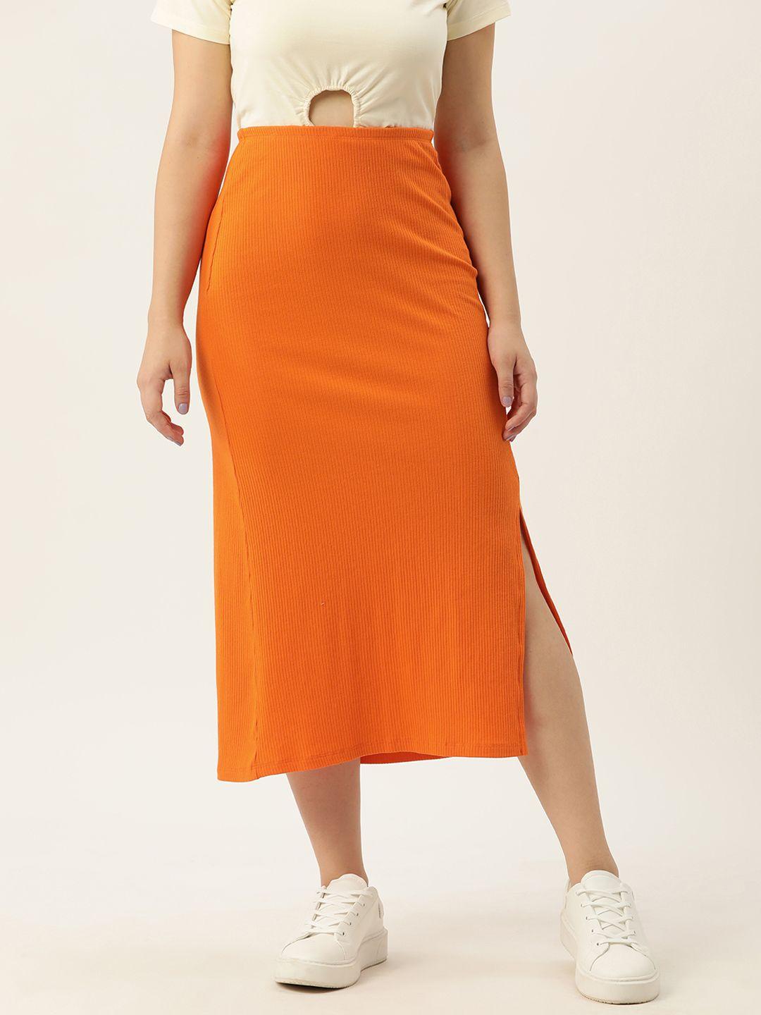 mast & harbour front slit ribbed midi skirt