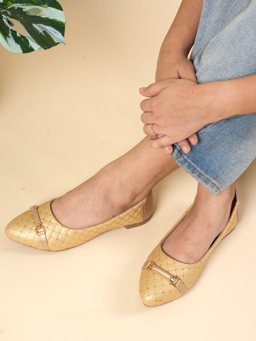 mast & harbour gold-toned embellished pointed toe ballerinas