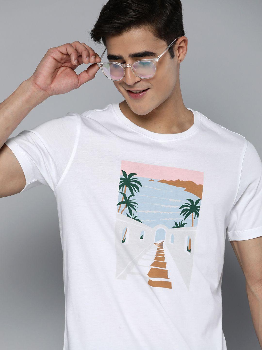 mast & harbour graphic printed pure cotton t-shirt