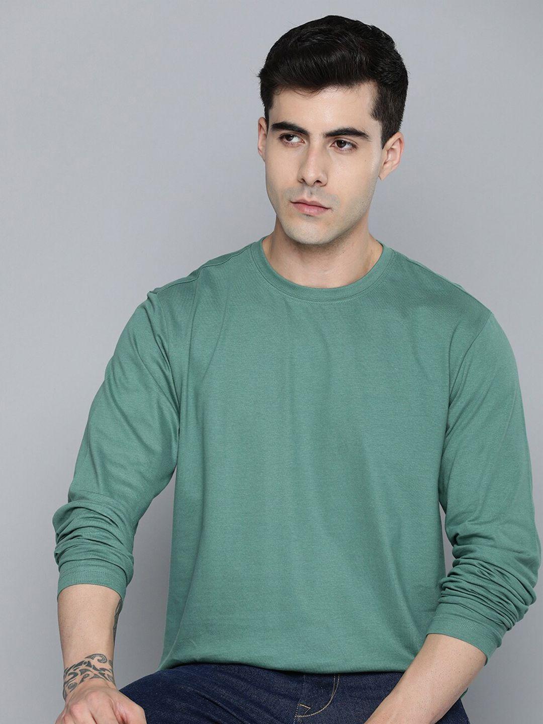 mast & harbour green round neck regular fit cotton t-shirt