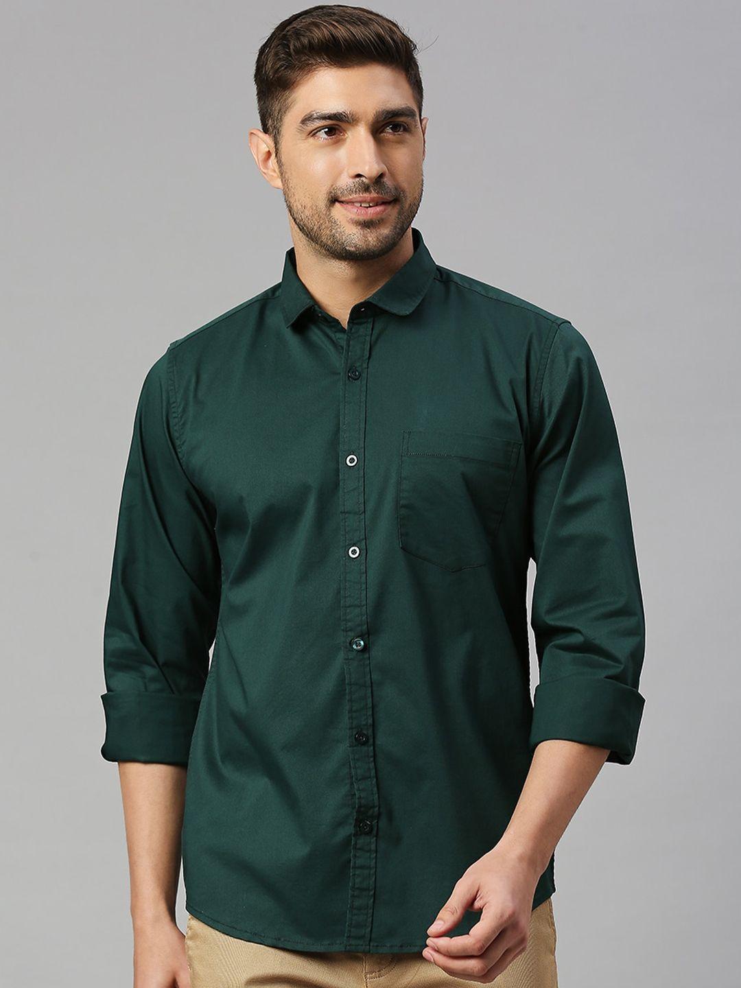 mast & harbour green spread collar slim fit casual shirt