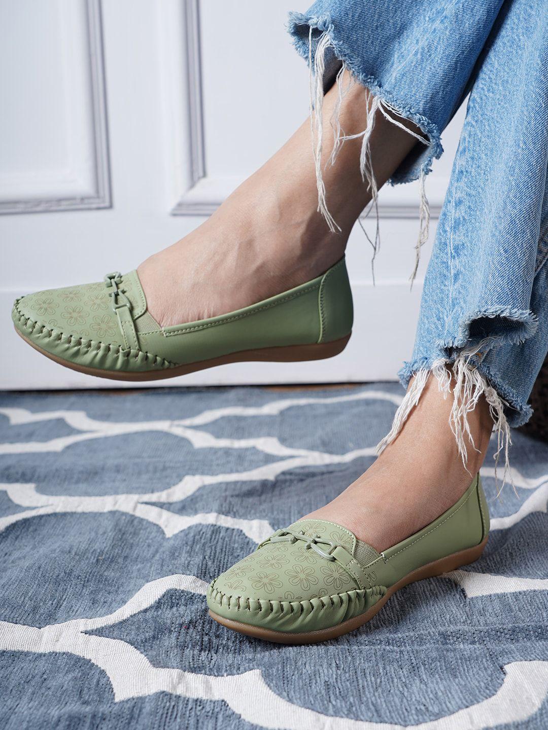 mast & harbour green textured ballerinas