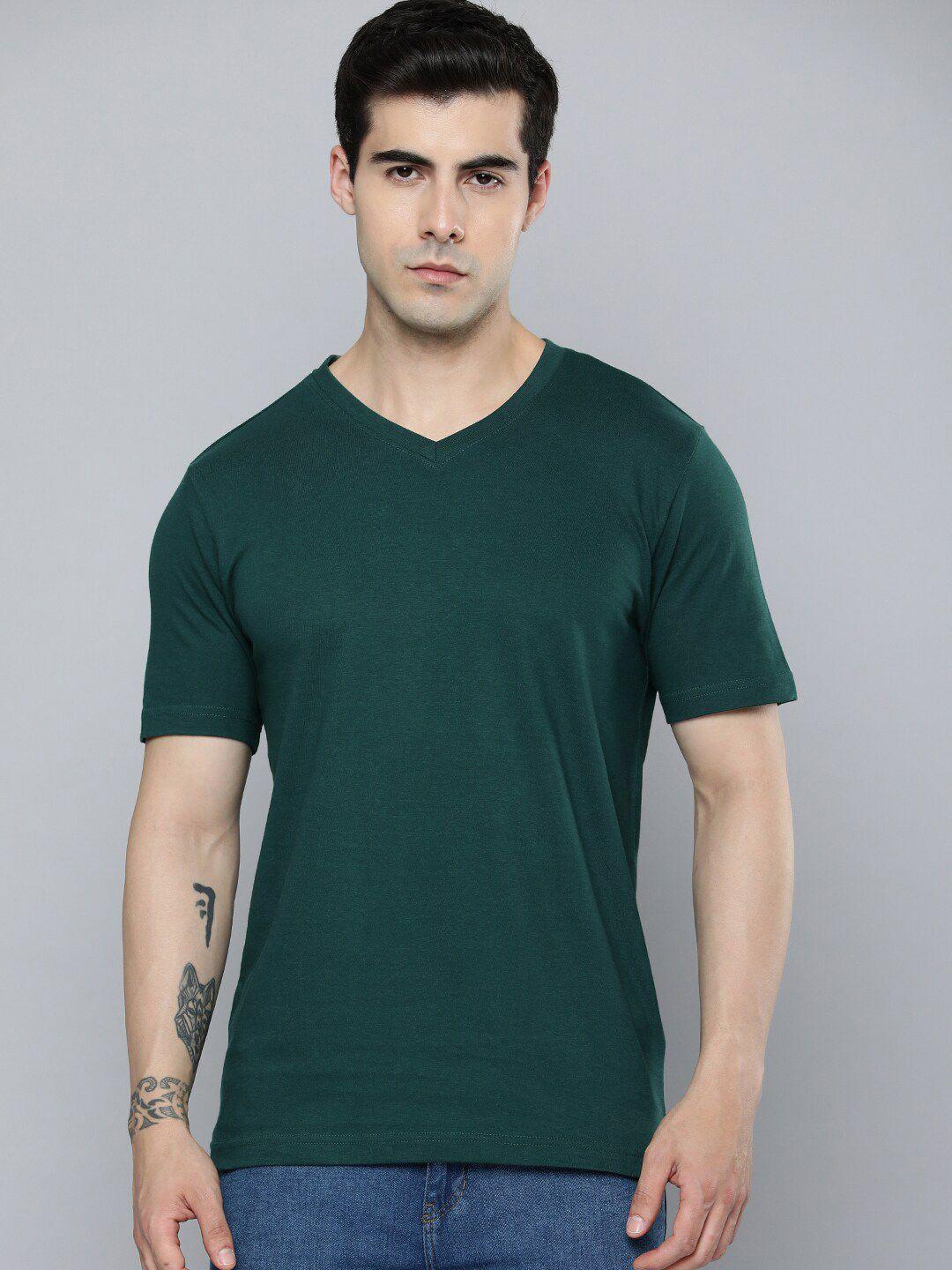 mast & harbour green v-neck regular fit cotton t-shirt