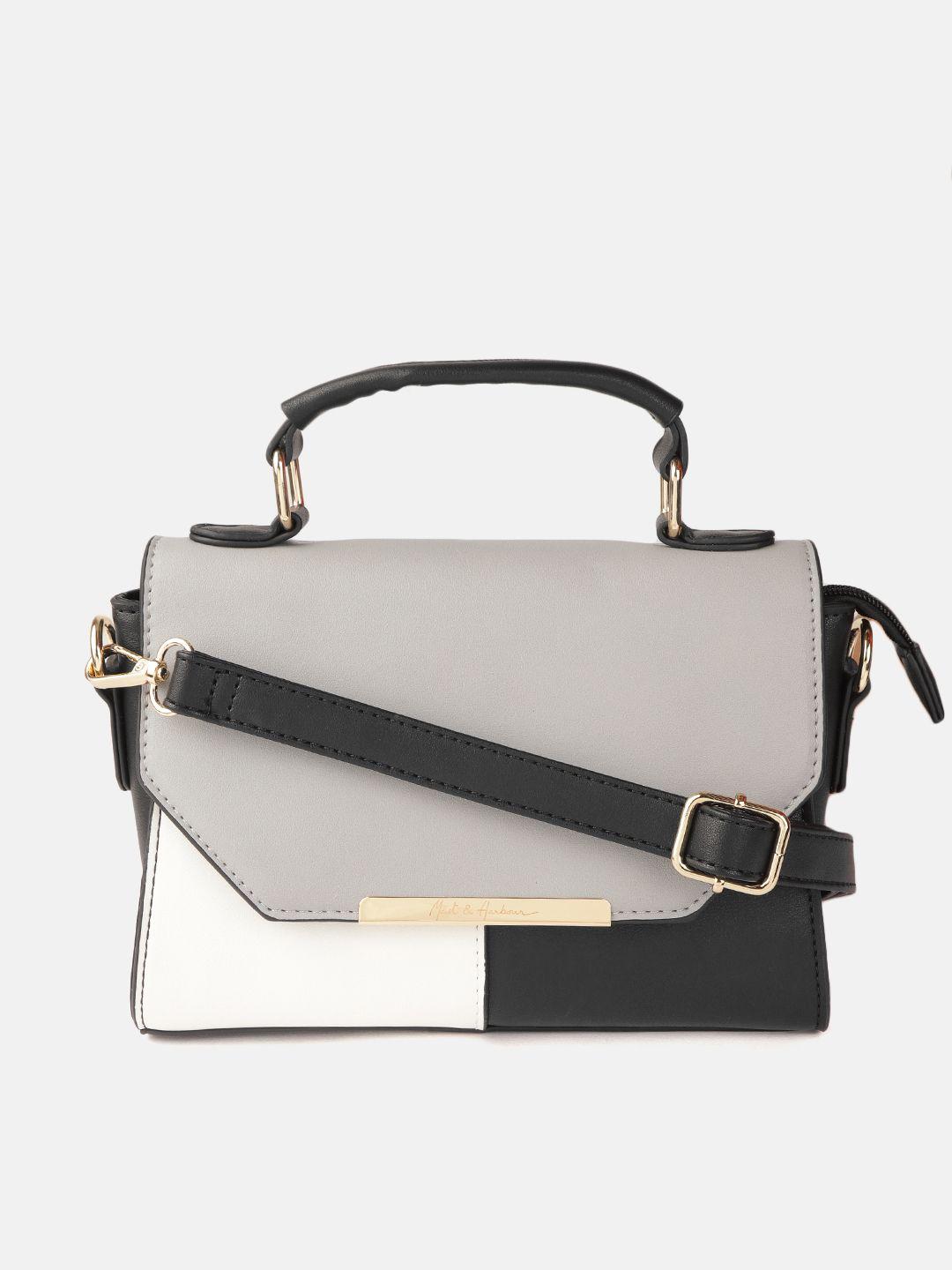 mast & harbour grey & white colourblocked satchel