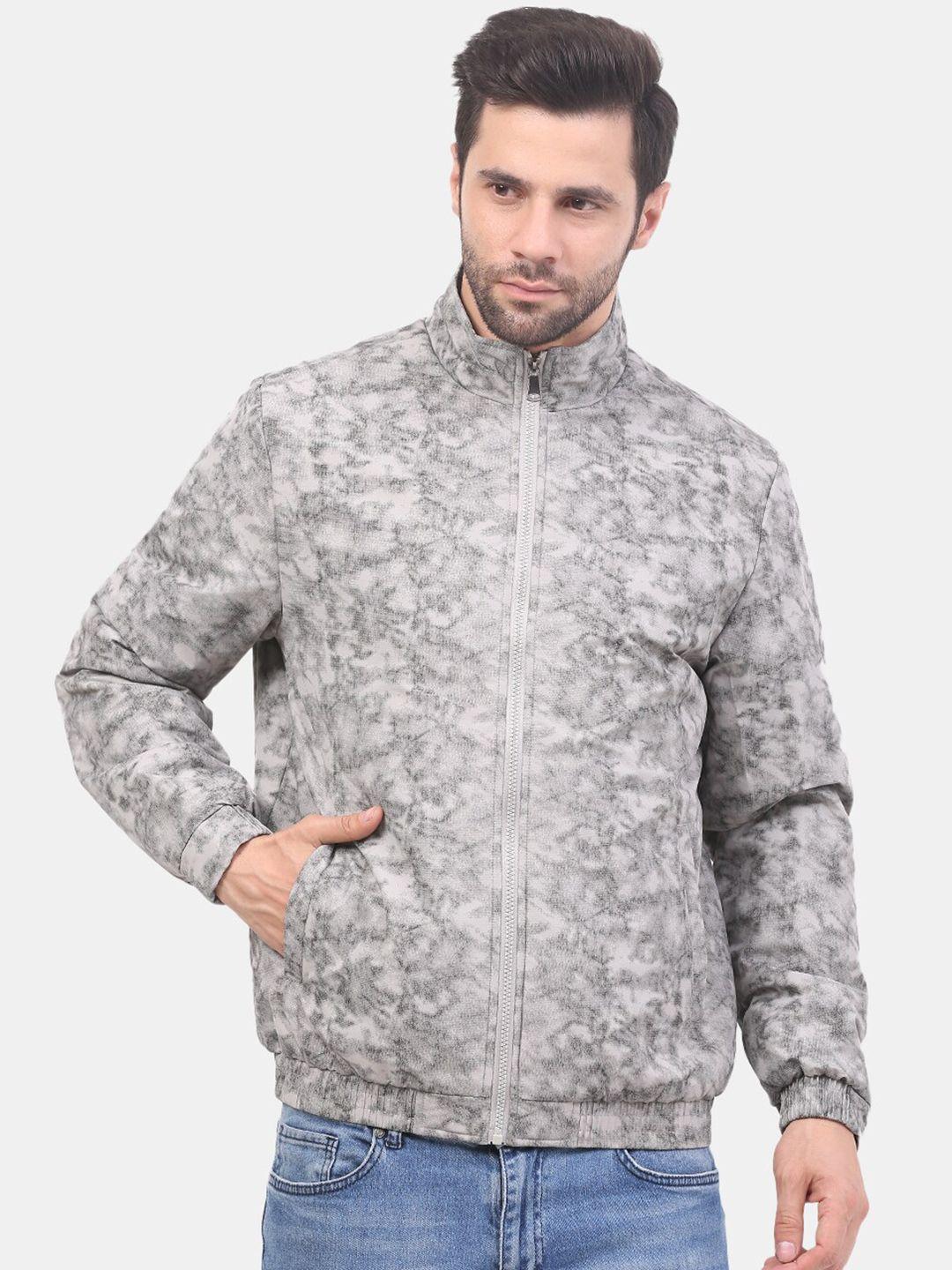 mast & harbour grey abstract printed bomber jacket