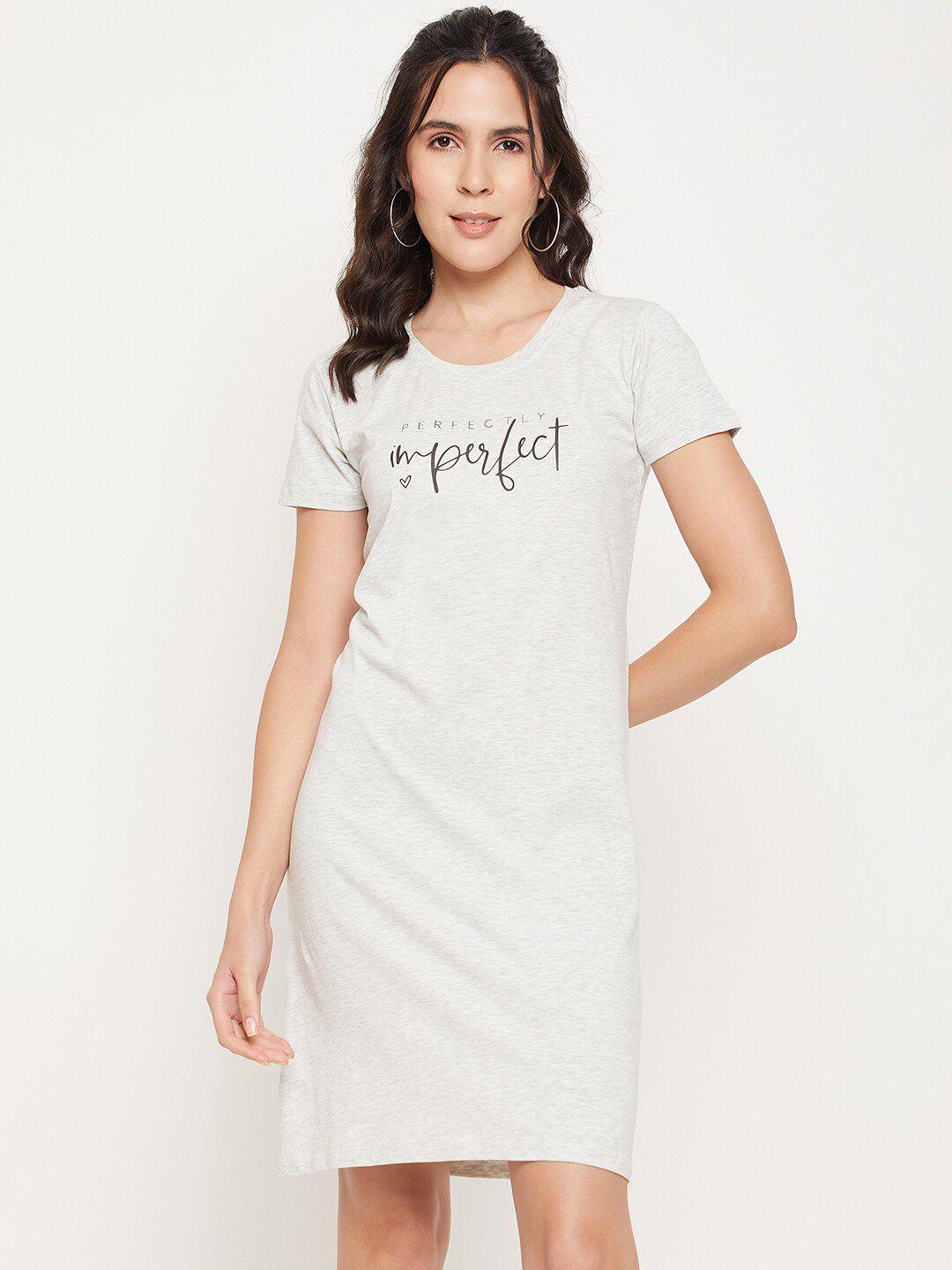 mast & harbour grey typography printed pure cotton t-shirt dress