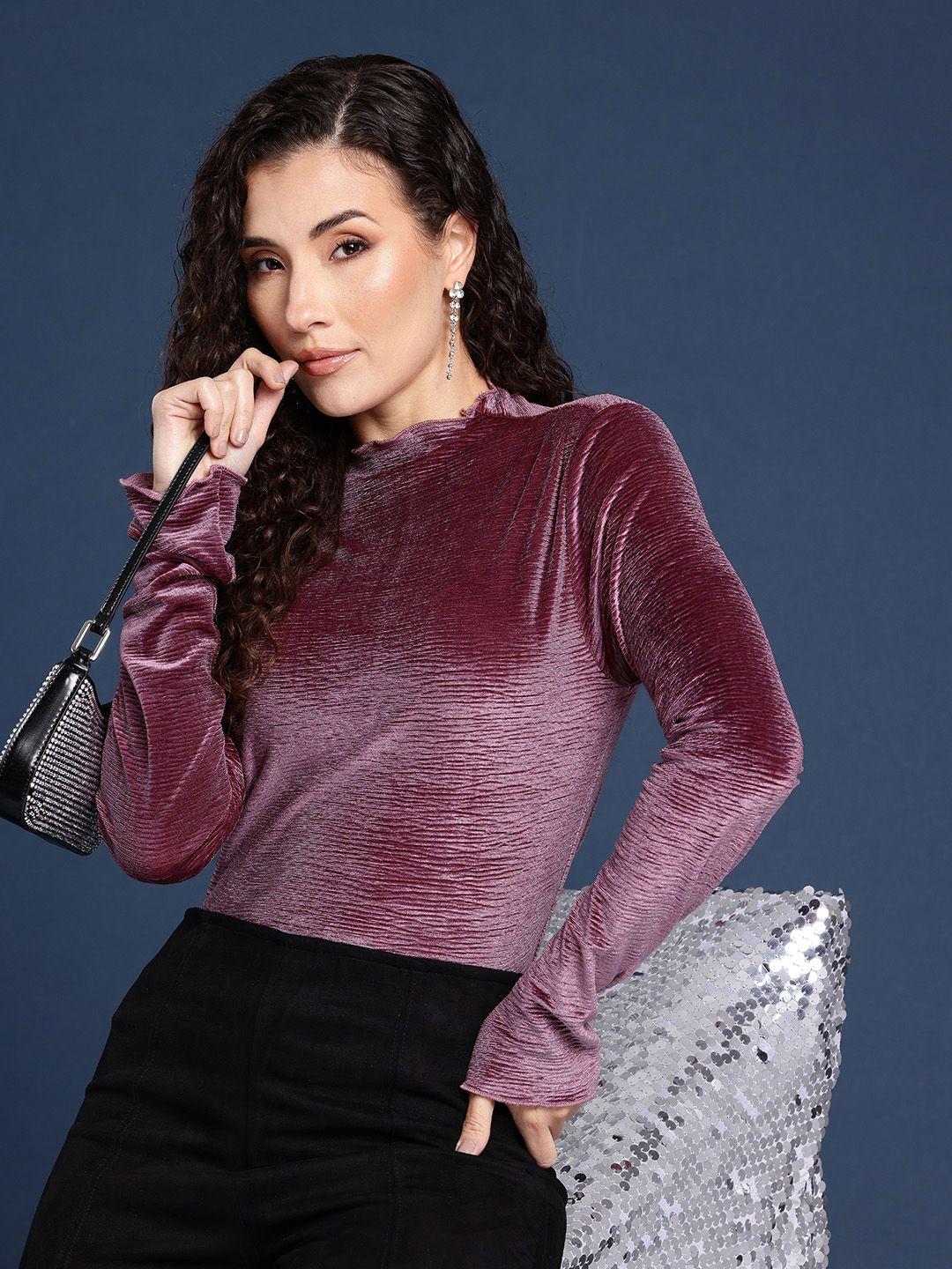 mast & harbour long sleeves velvet top